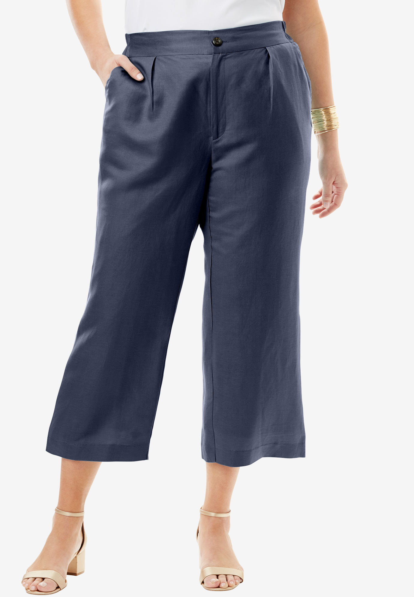 Linen Wide Leg Capri | Plus Size Capris & Shorts | Full Beauty