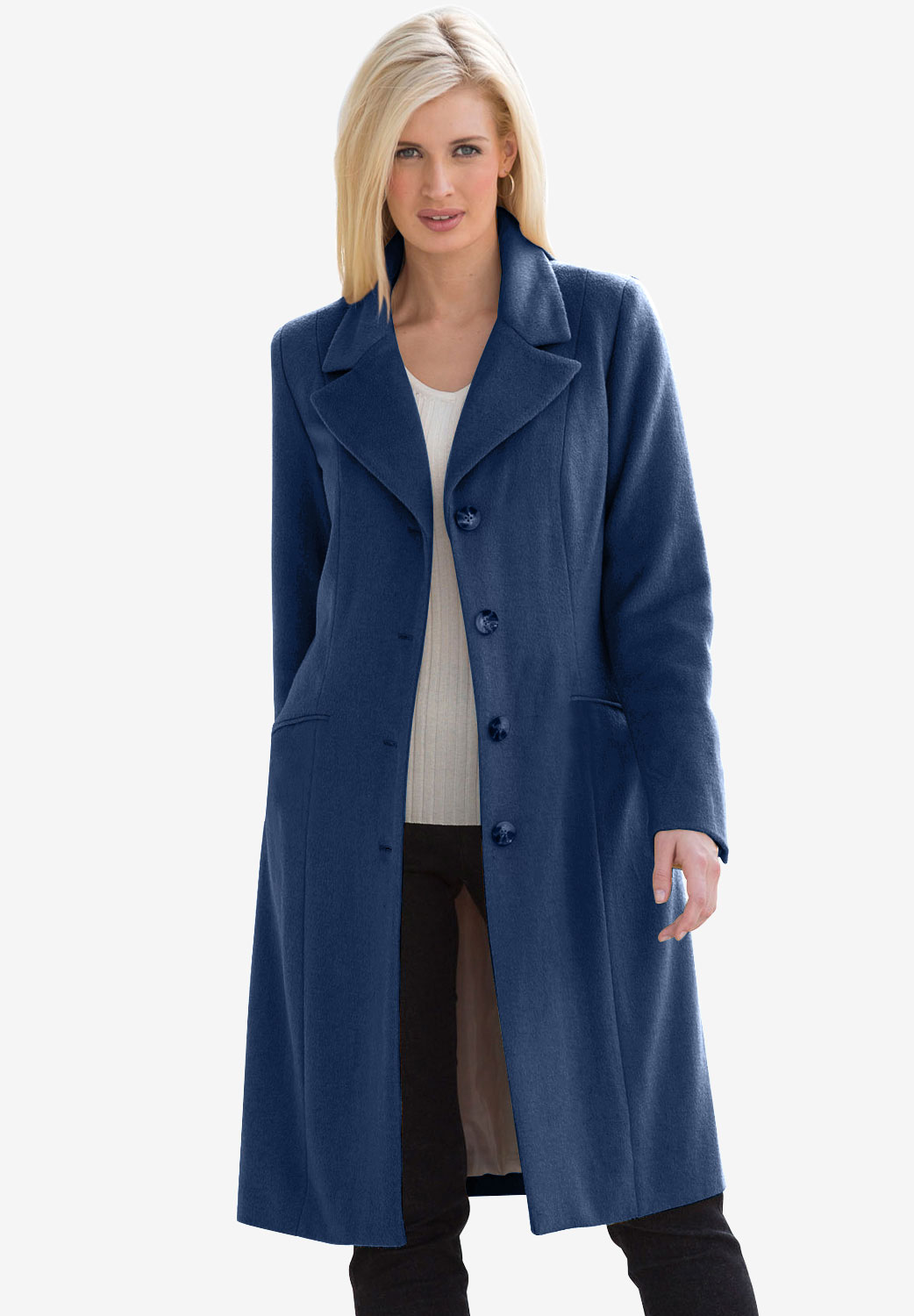 Three-Quarter Wool-Blend Coat | Fullbeauty Outlet