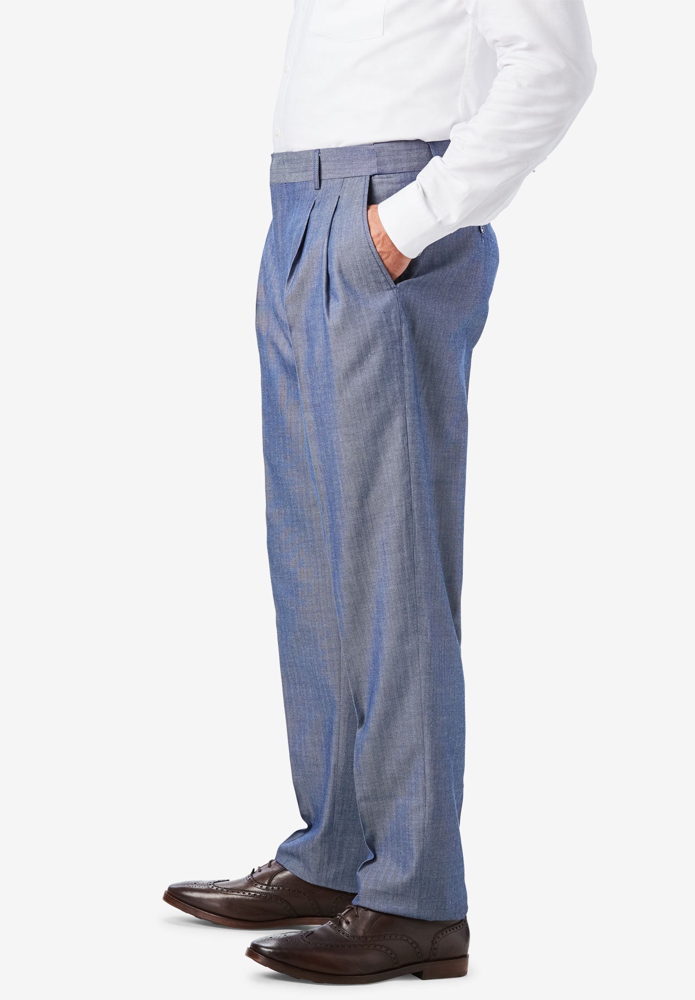 EasyCare Modern Fit Expandable Waist Plain Front Dress Pants Plus Size Suiting Full Beauty