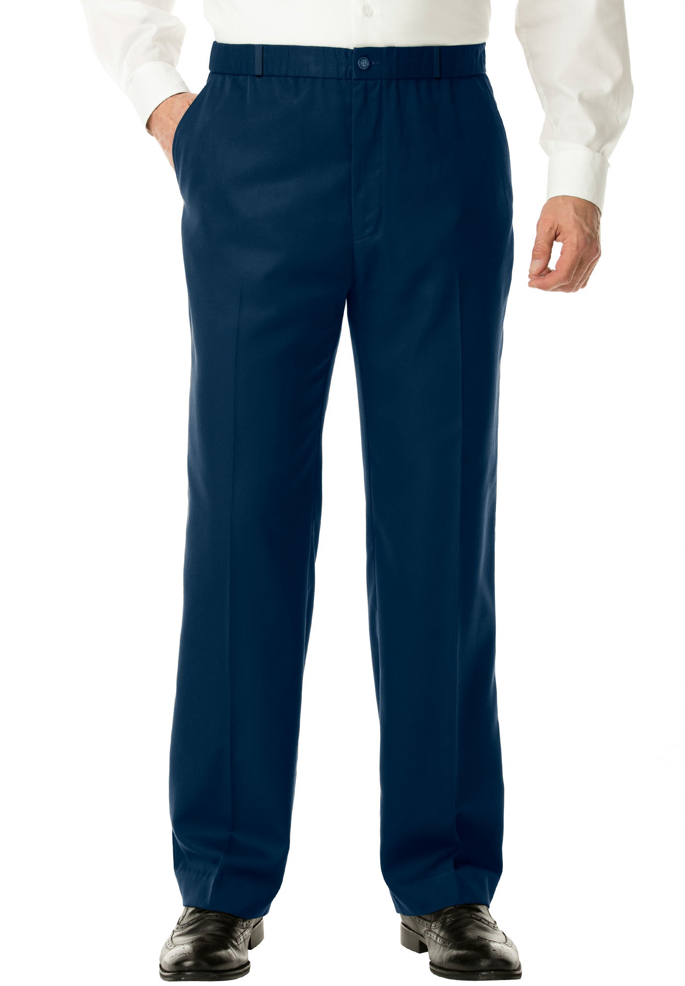 No Hassle® Classic Fit Elastic Waist Plain Front Dress Pants | Plus
