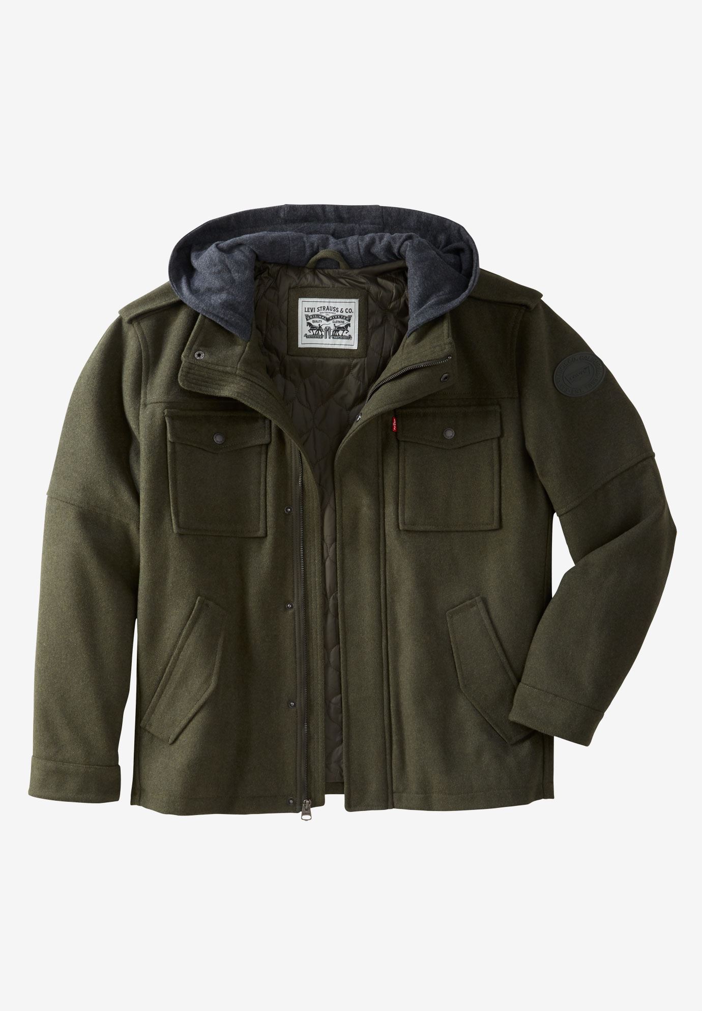Wool Blend Hooded Trucker Jacket by Levi's®| Big and Tall Outerwear ...