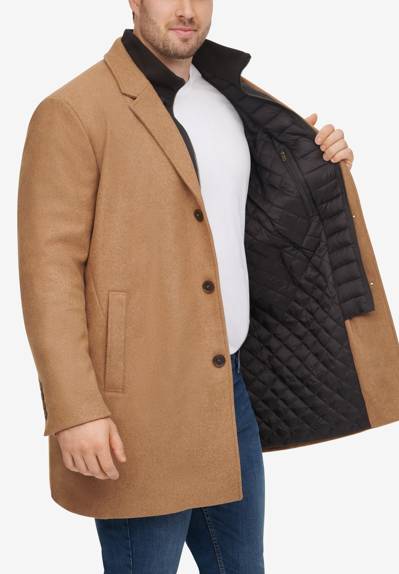 Dockers® Wool Blend Top Coat with Nylon Bib Fullbeauty Outlet