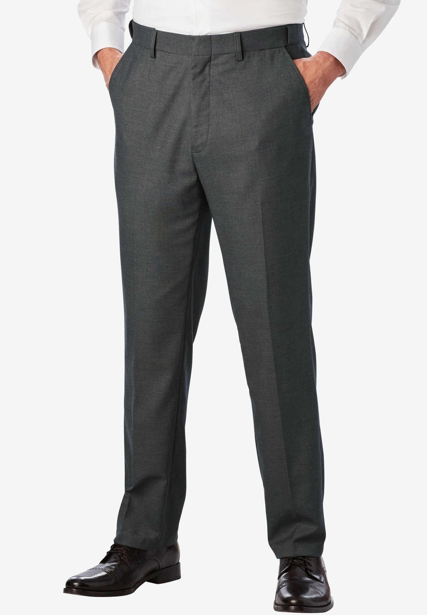 EasyCare Signature Fit Expandable Waist Plain Front Dress Pants Big and Tall Casual Pants