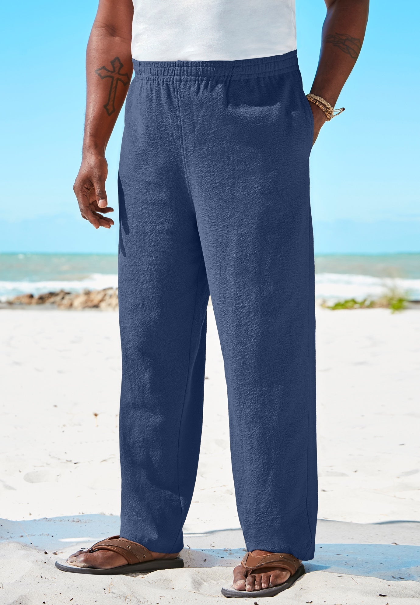 Elastic Waist Gauze Cotton Pants Big and Tall Activewear Fullbeauty