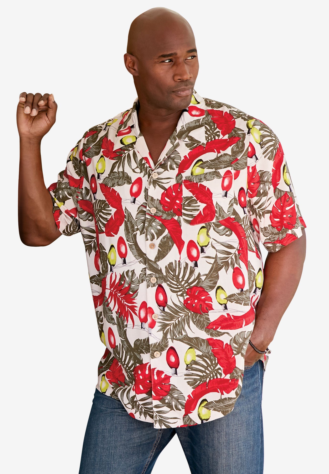 Island Print Rayon Shirt by KS Island™ Plus Size Sport Shirts Full