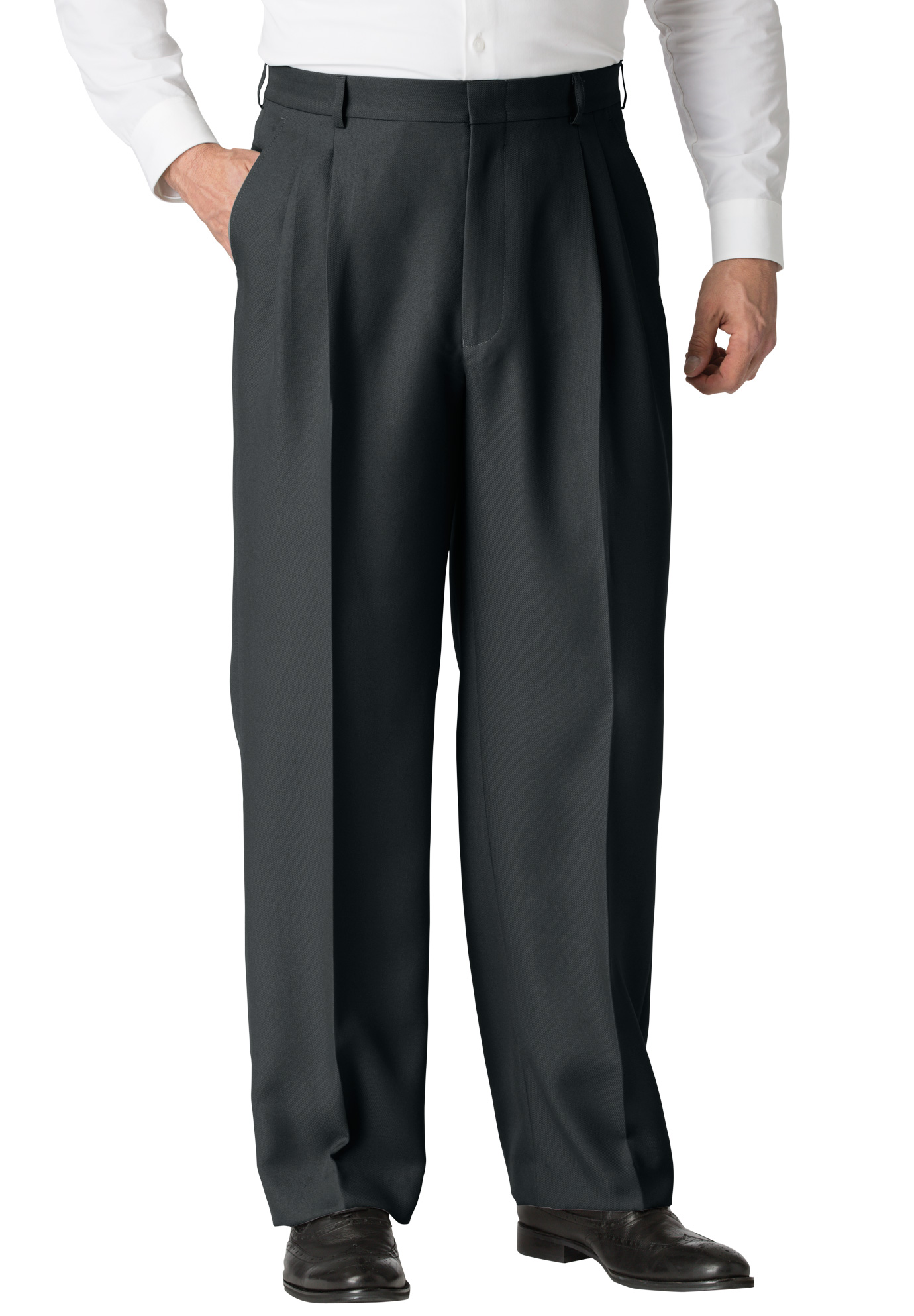 Easy-Care Double-Pleat Inner Stretch Dress Pants by KS Signature ...