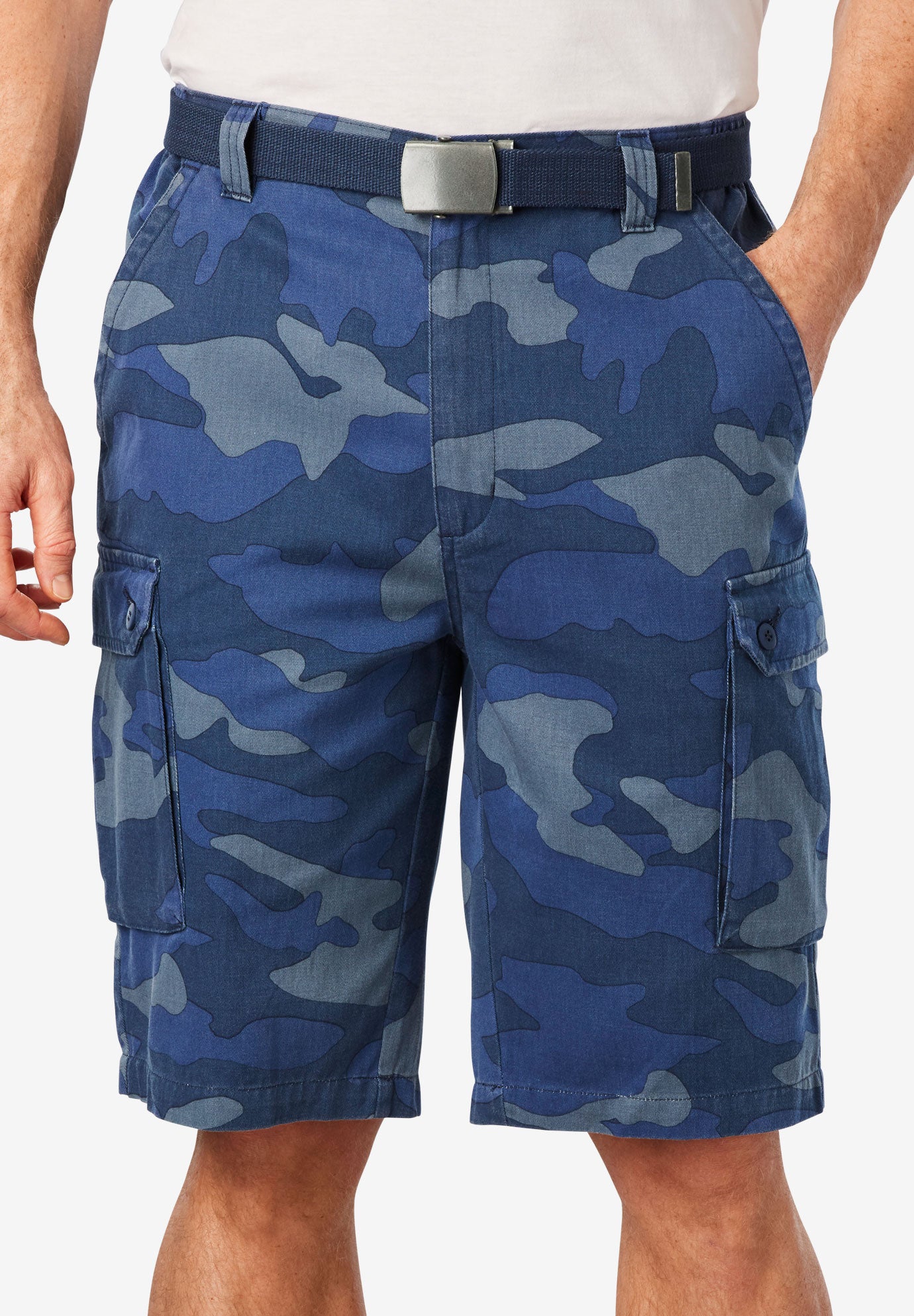 KingSize Mens Big /& Tall 12 Side Elastic Cargo Short with Twill Belt