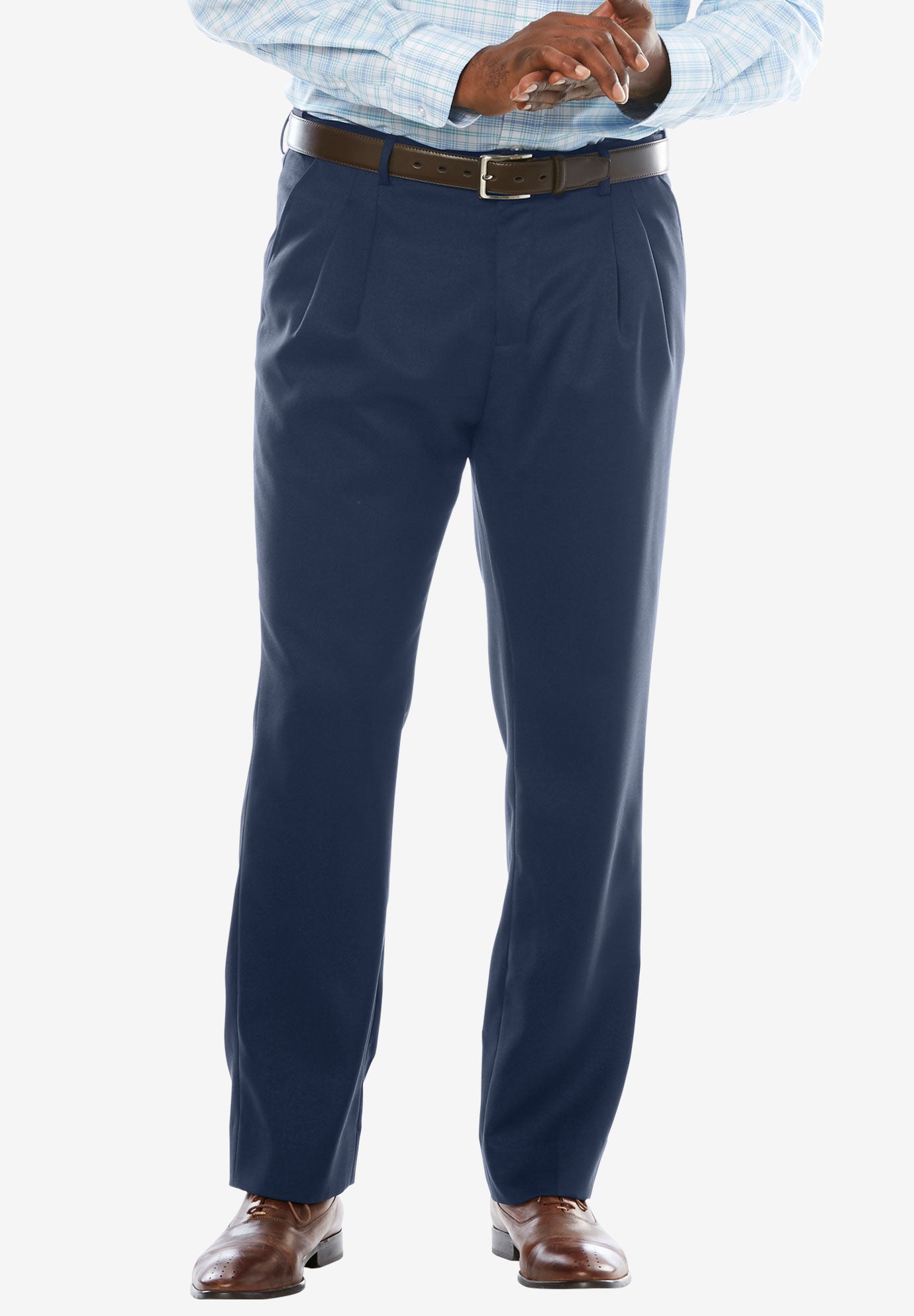 EasyCare Signature Fit Expandable Waist Pleat Front Dress Pants Fullbeauty Outlet