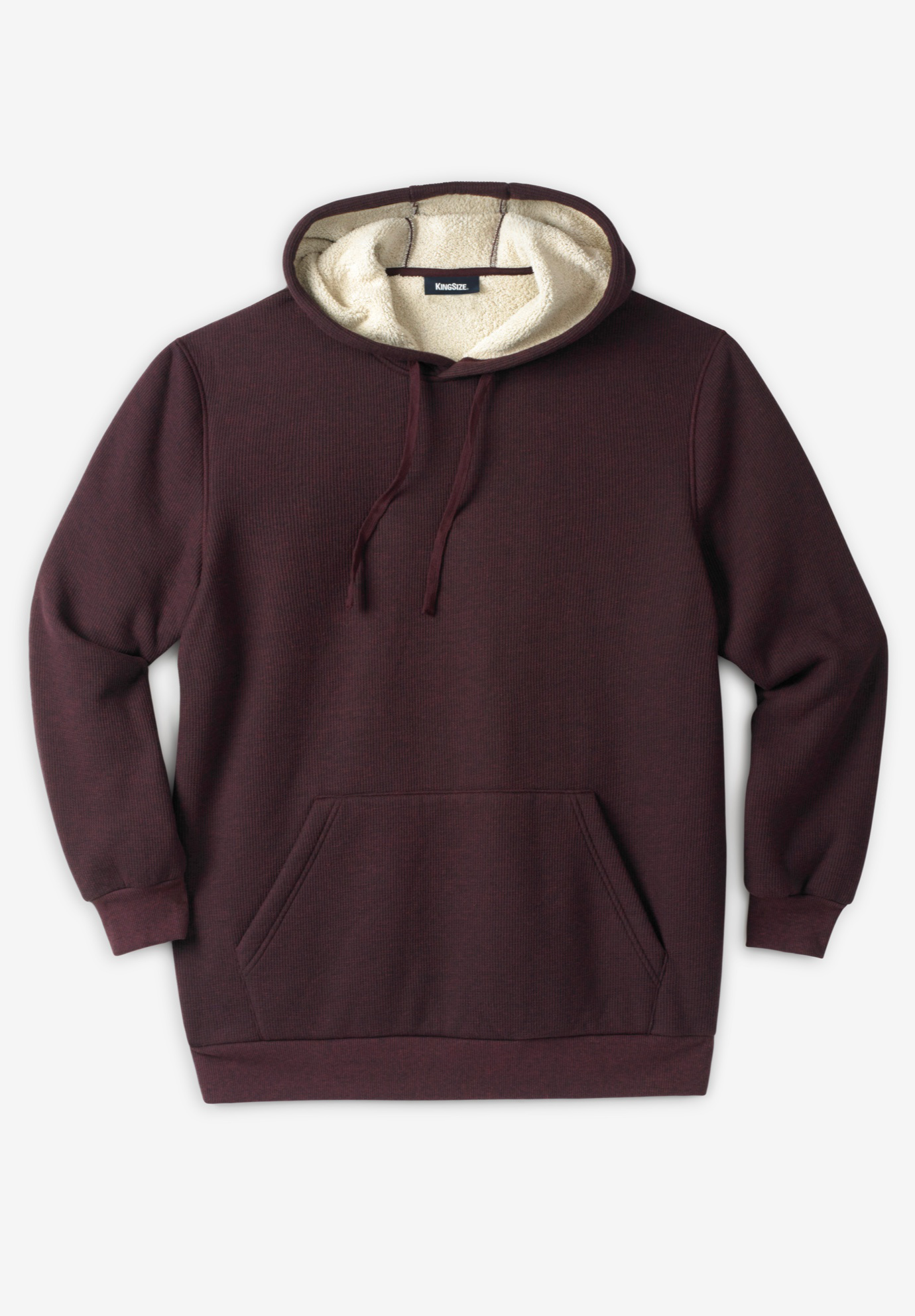Sherpa-Lined Thermal Waffle Pullover Hoodie, 