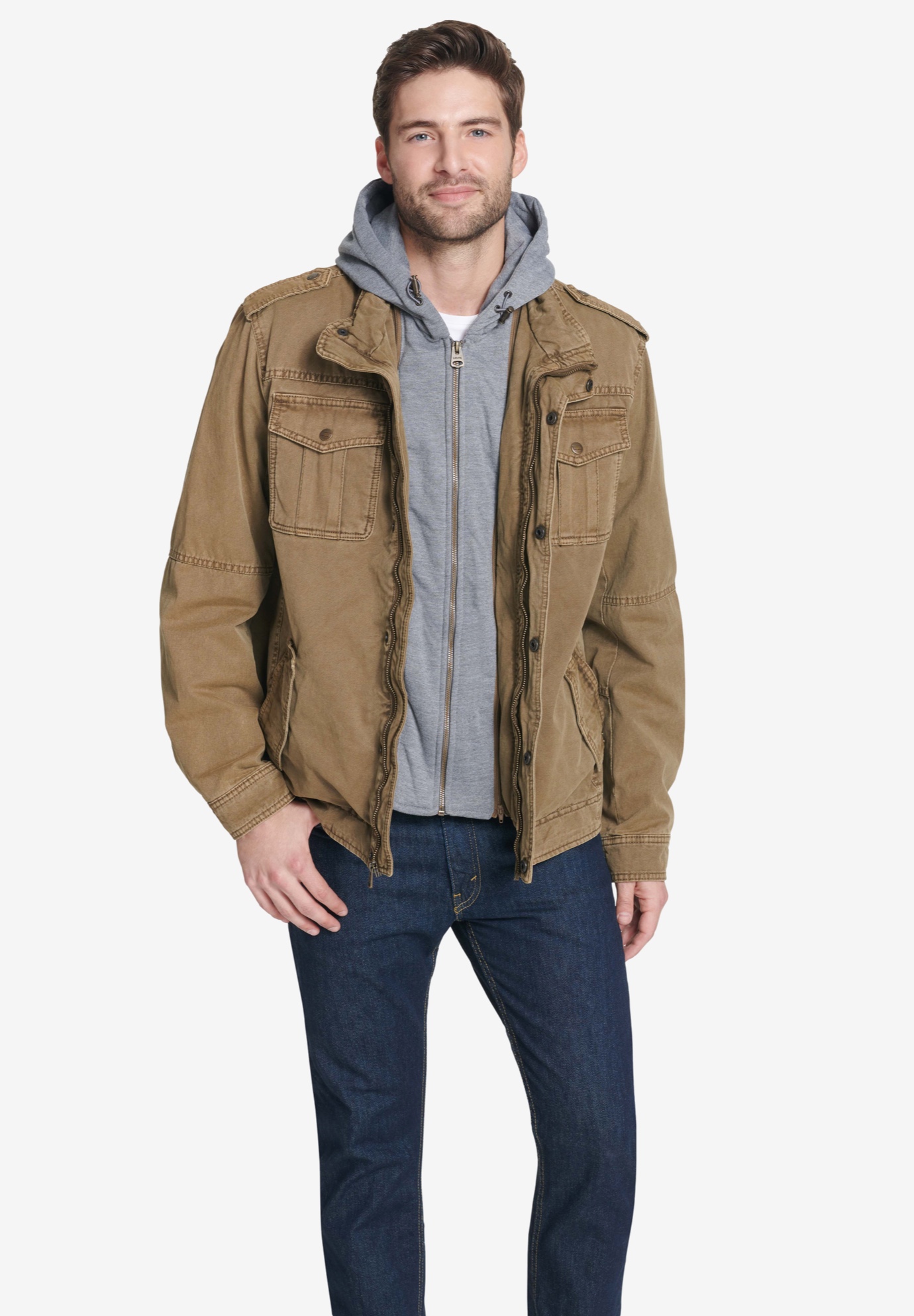 Canvas Hooded Military Jacket by Levi's®| Big and Tall Outerwear ...