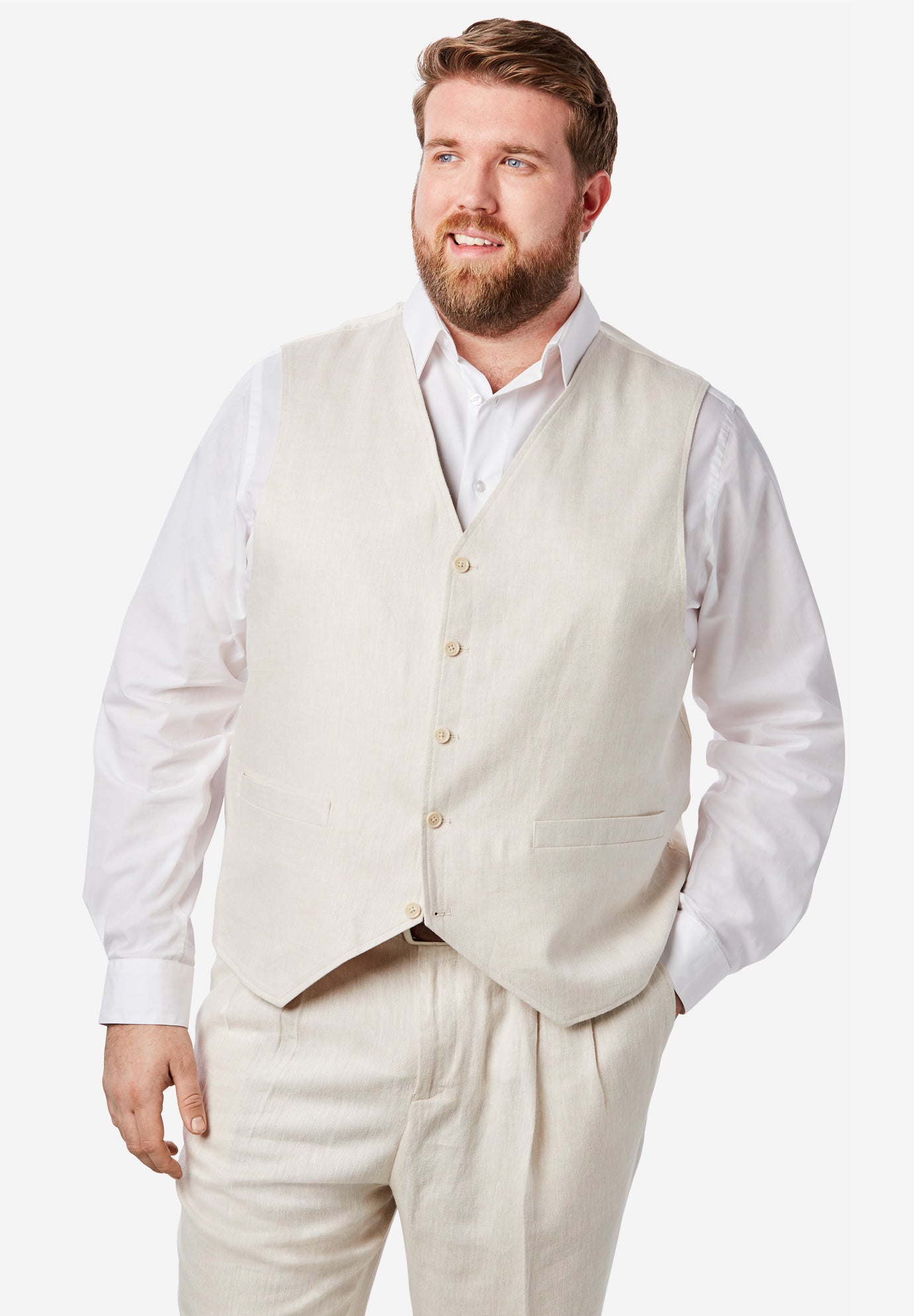 Linen Blend 5 Button Suit Vest by KS Island™ Big and Tall Suiting