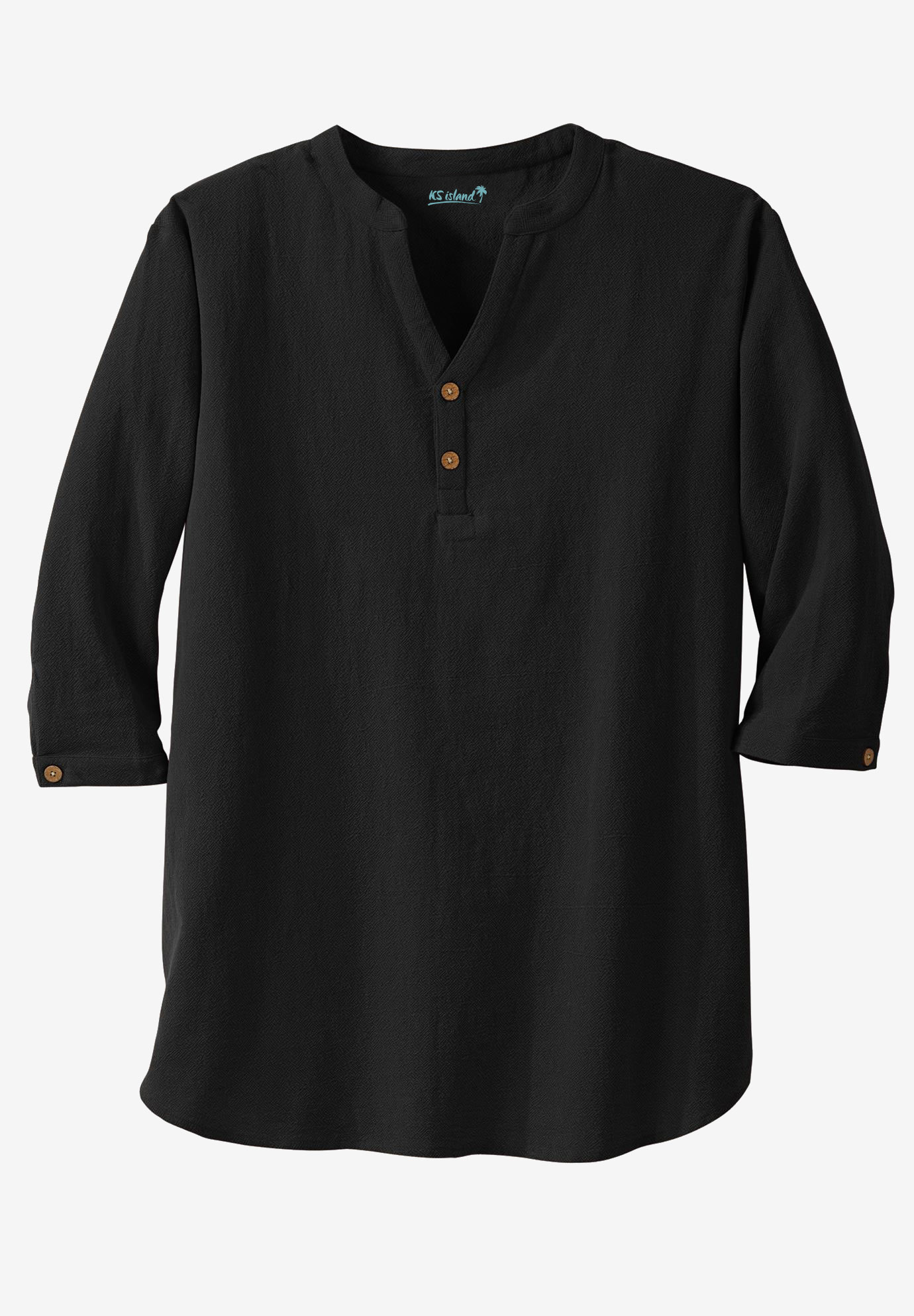 Gauze Mandarin Collar Shirt | Fullbeauty Outlet