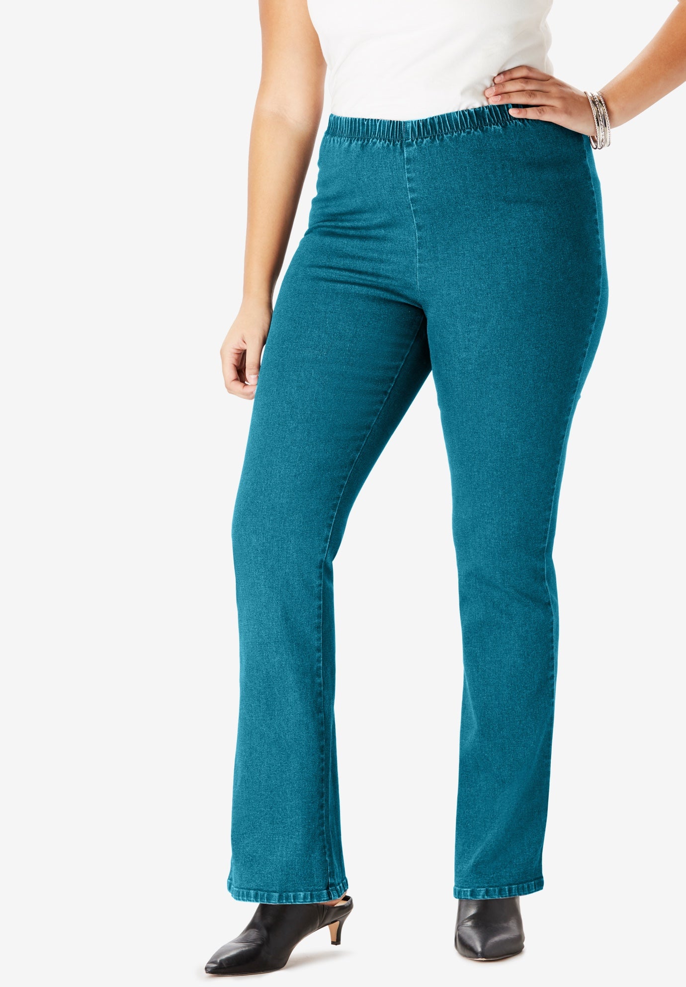 pull on stretch bootcut jeans