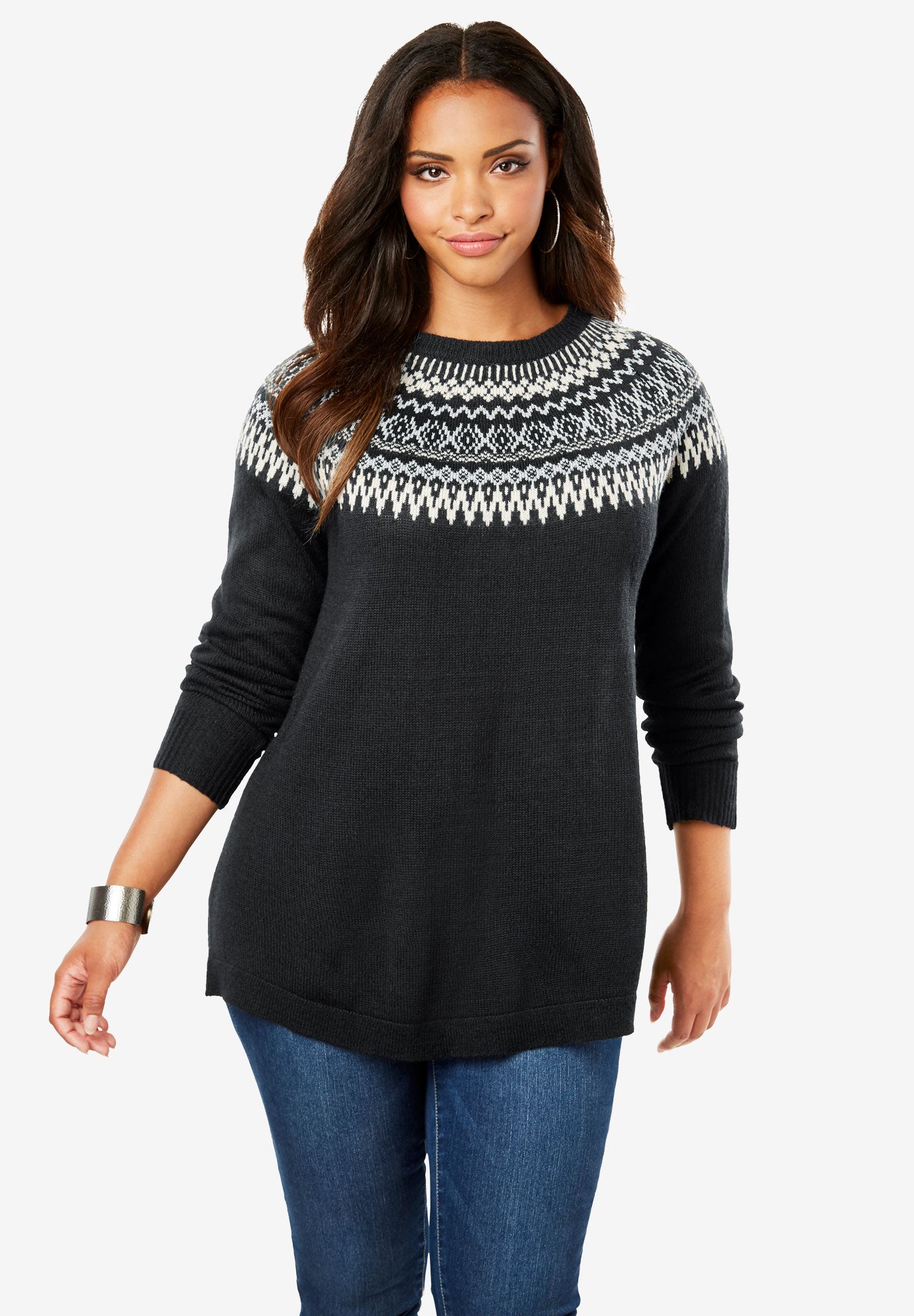 black fair isle sweater