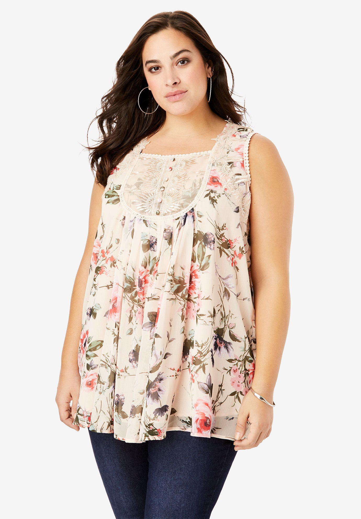 Sleeveless Chiffon Top | Plus SizeSleeveless | Fullbeauty