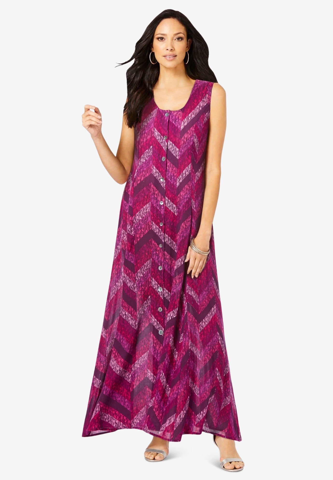 Roaman's Women's Plus Size Button Front Maxi Dress - 18/20, Navy...