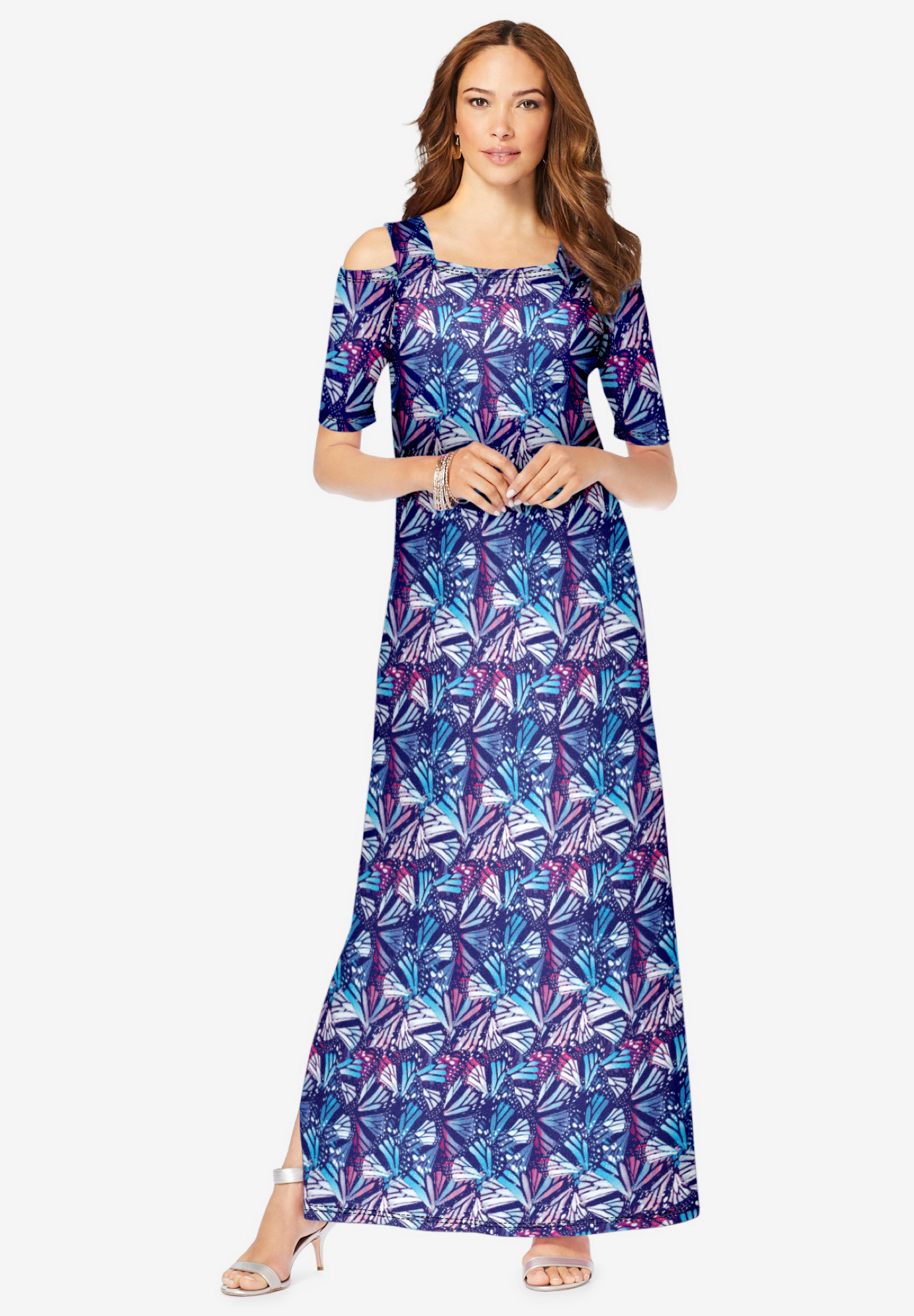 Ultrasmooth® Fabric Cold-Shoulder Maxi Dress, 