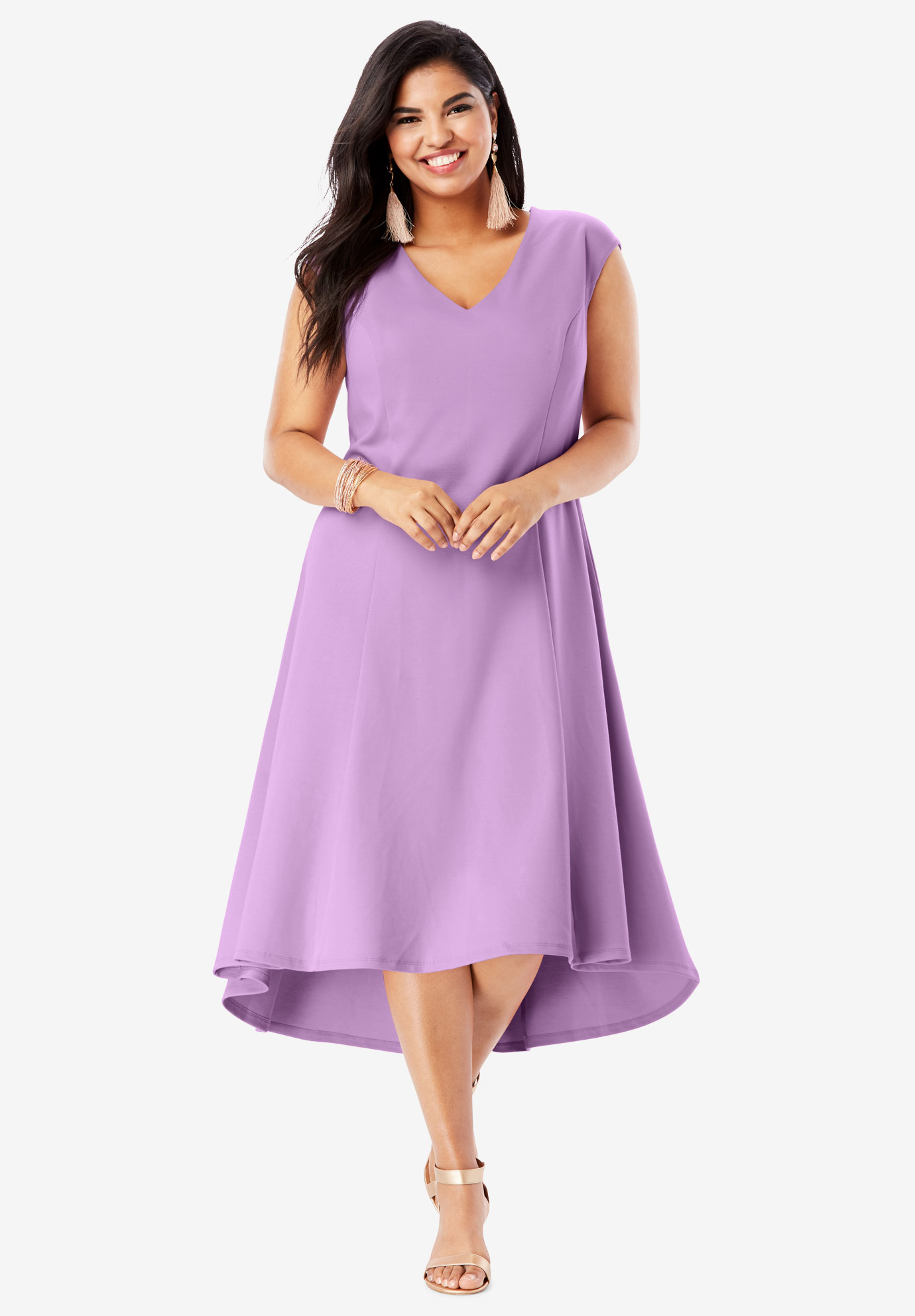 Ultimate Ponte Fit & Flare Dress with High-Low Hem| Plus Size Career ...
