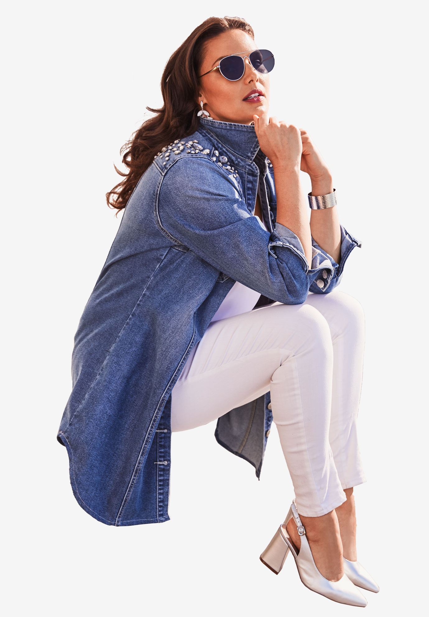 Rhinestone Denim Jacket| Plus Size Denim | Full Beauty