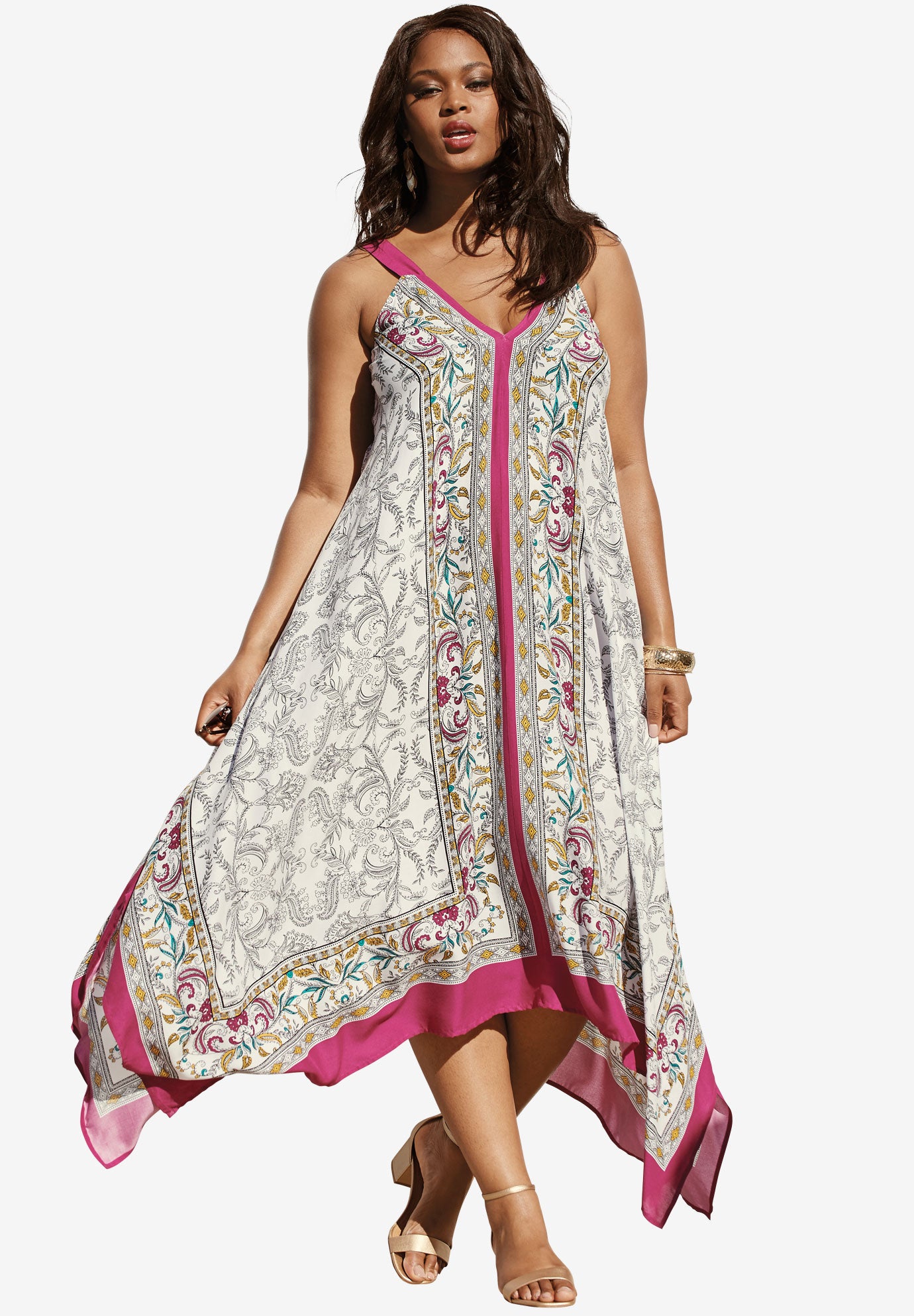 Handkerchief Hem Maxi Dress