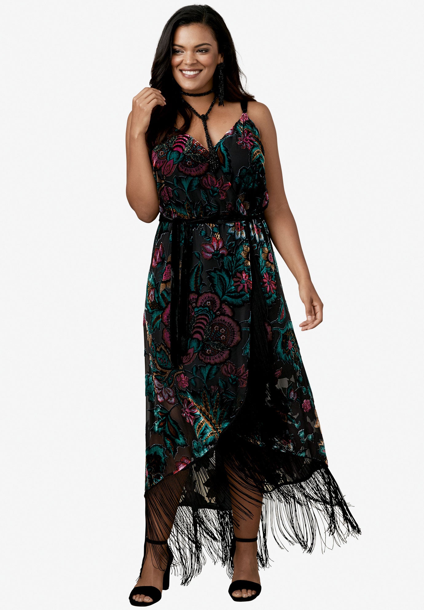 Velvet Fringe Dress Plus Size Casual Dresses Full Beauty