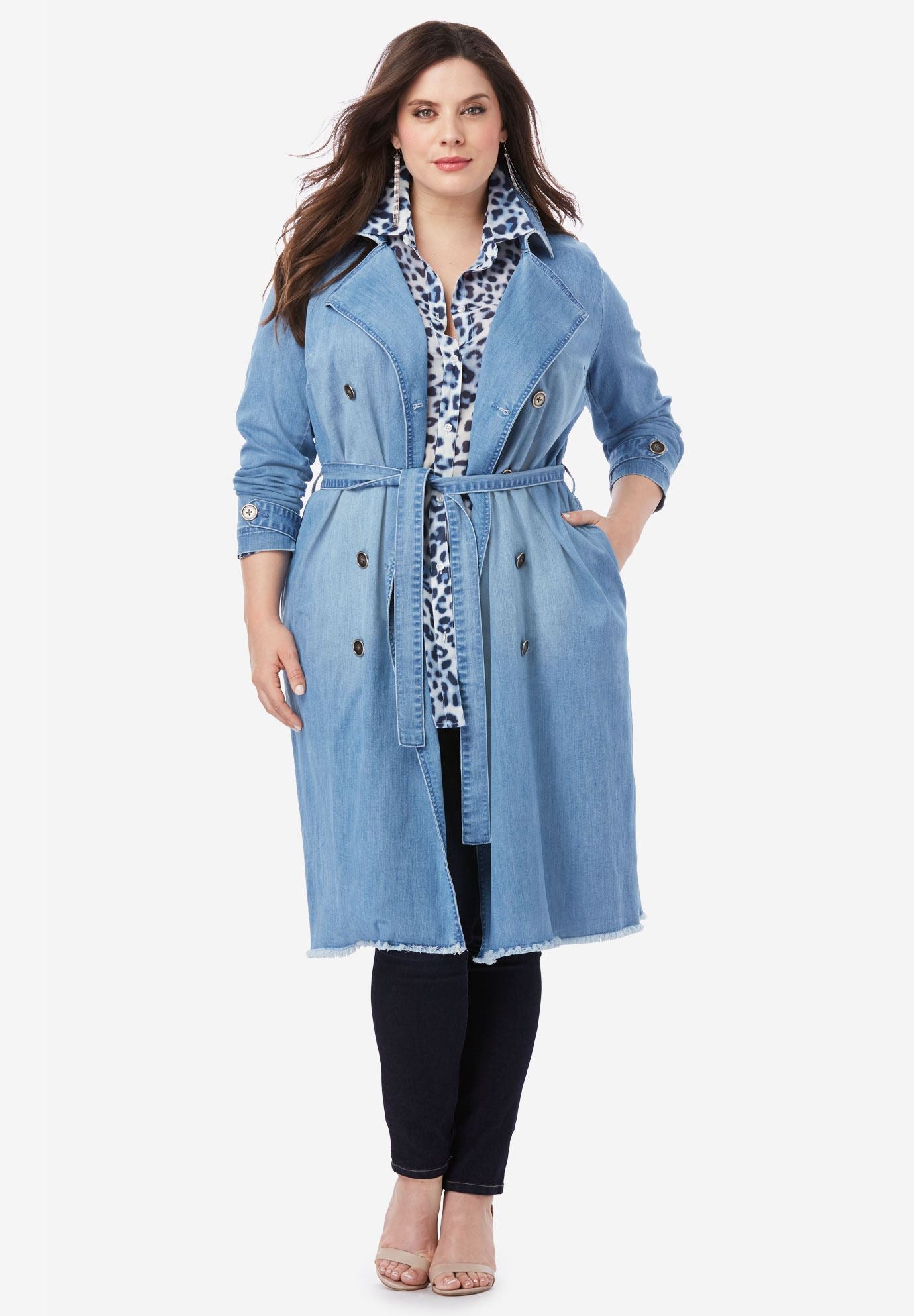 Denim Trench Coat Plus Size Rainwear and Trenchcoats Full Beauty