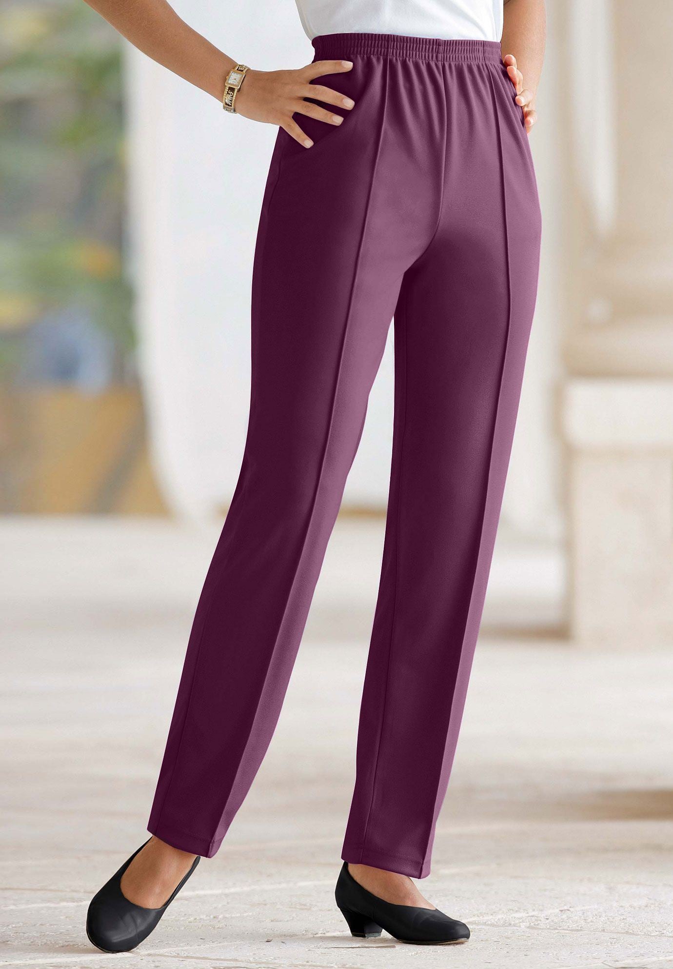 CreasedFront Knit Pants Plus Size Pants Full Beauty