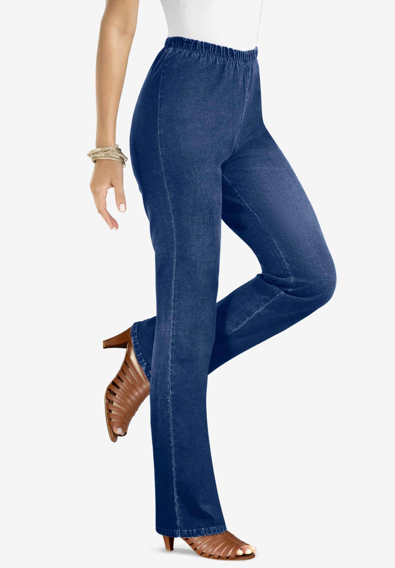 Pull-On Stretch Denim Bootcut Jean by Denim 24/7®| Plus Size Jeggings ...