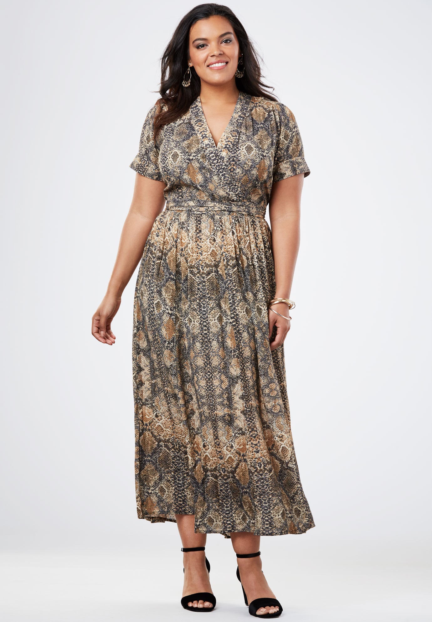 Wrap Maxi Dress in Crinkle Plus Size Casual Dresses Full Beauty
