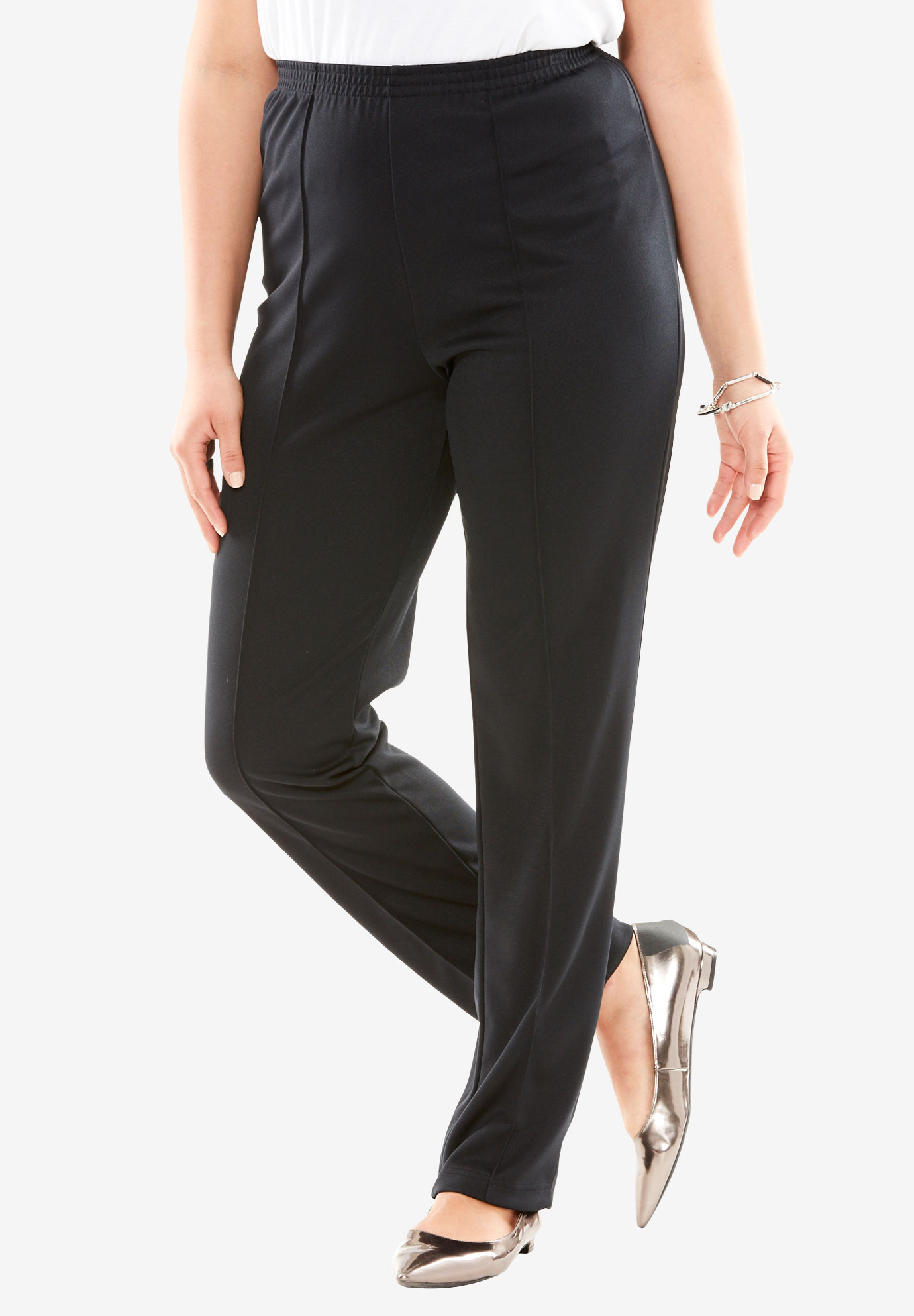 Creased-Front Knit Pants| Plus Size Pants | Full Beauty
