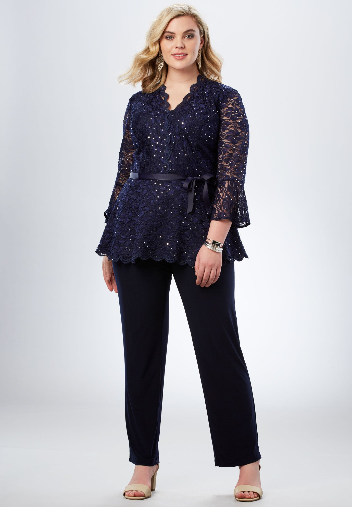 Lace Peplum Pant Set Plus Size Suits & Sets Full Beauty