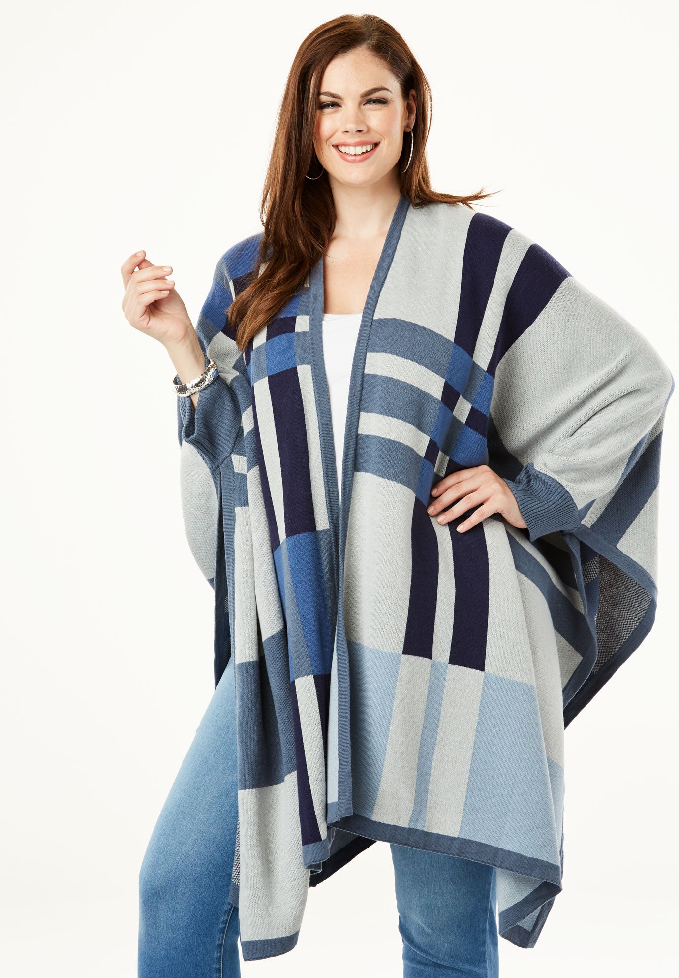 Plaid Poncho Cardigan Plus Size Sweaters & Cardigans Fullbeauty