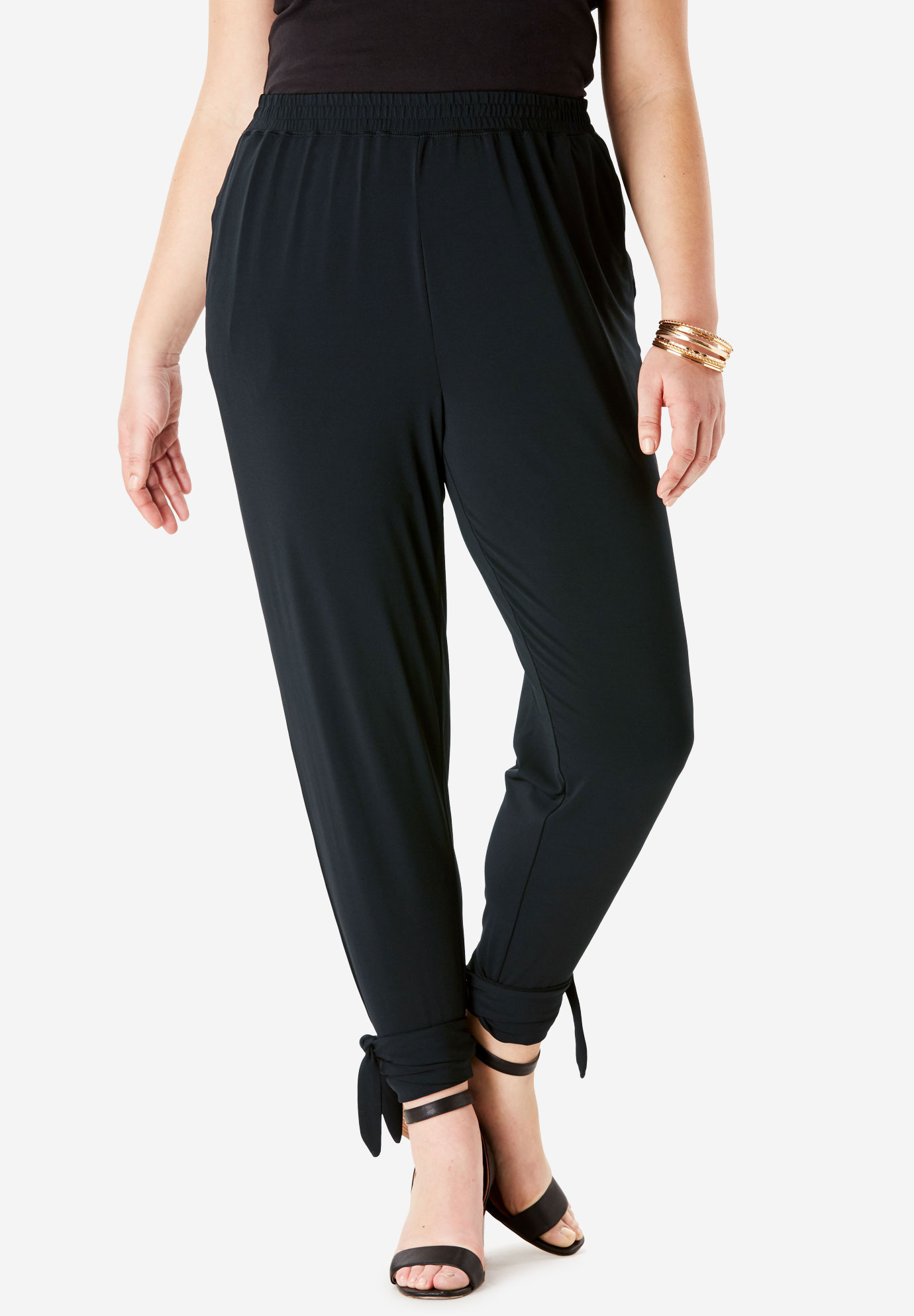 Cinched Ankle Jogger with Ties| Plus Size Pants | Full Beauty