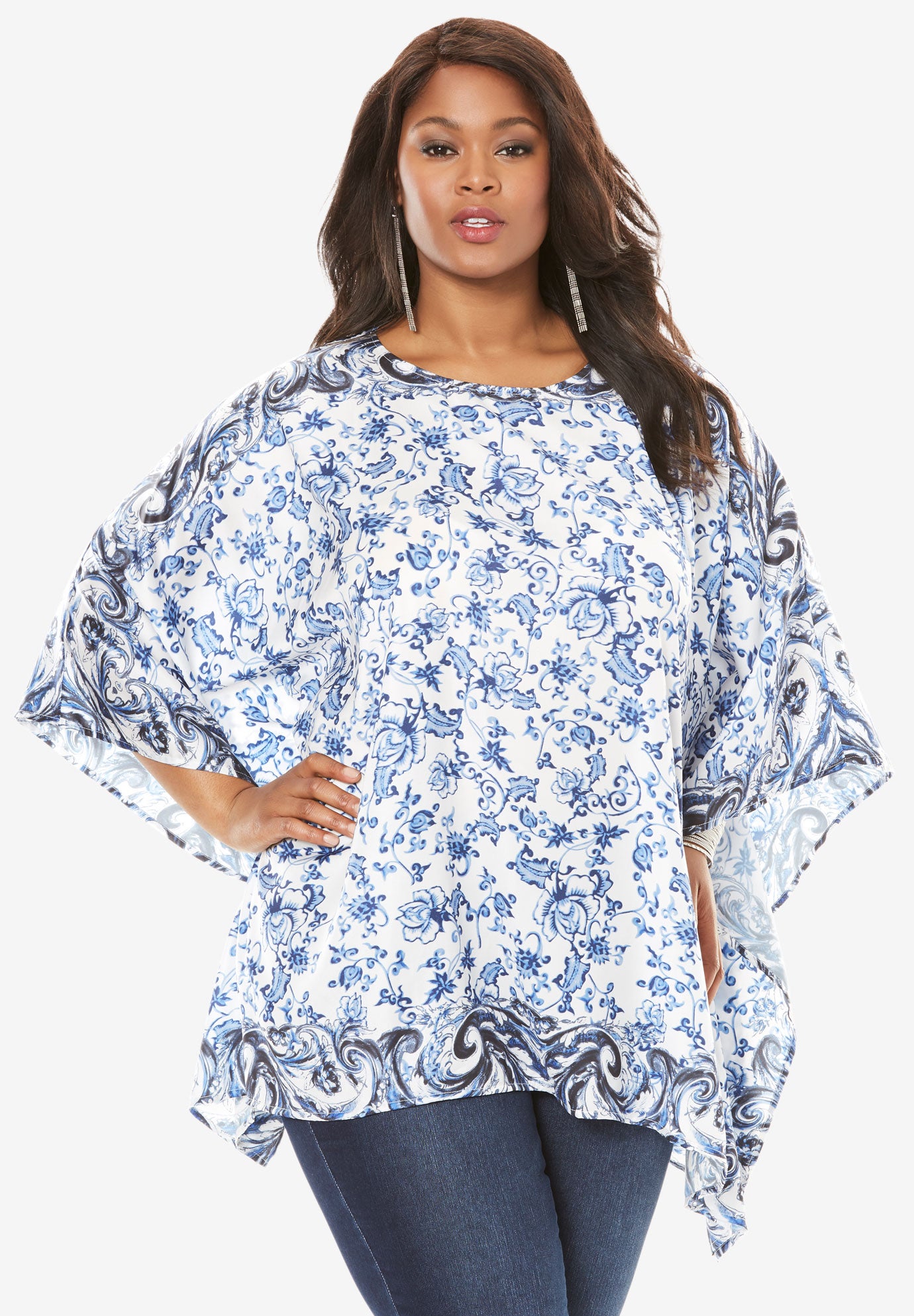 Printed Poncho Tunic | Plus Size Tunics | Full Beauty