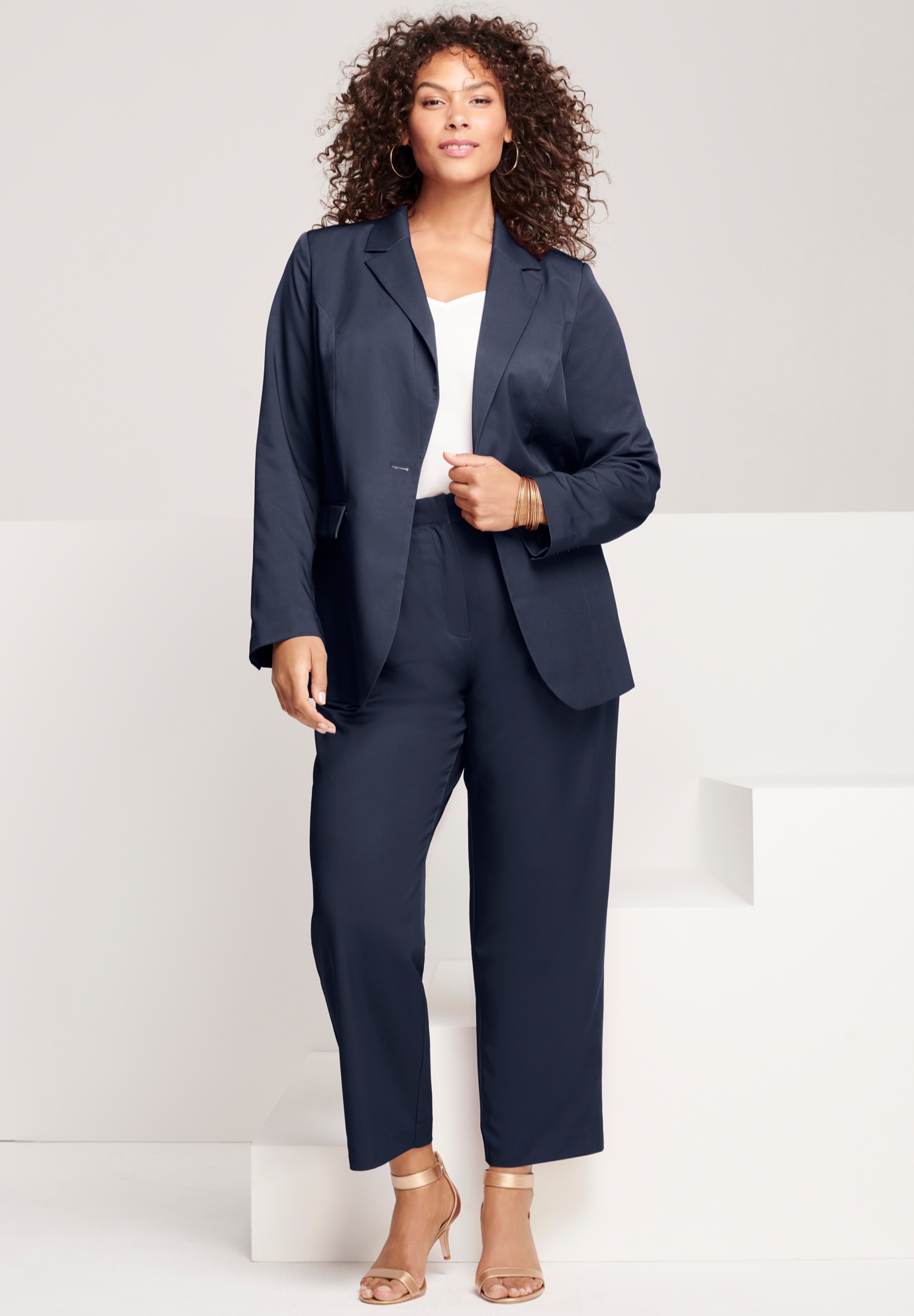 Straight-Leg Pantsuit with Blazer | Fullbeauty Outlet