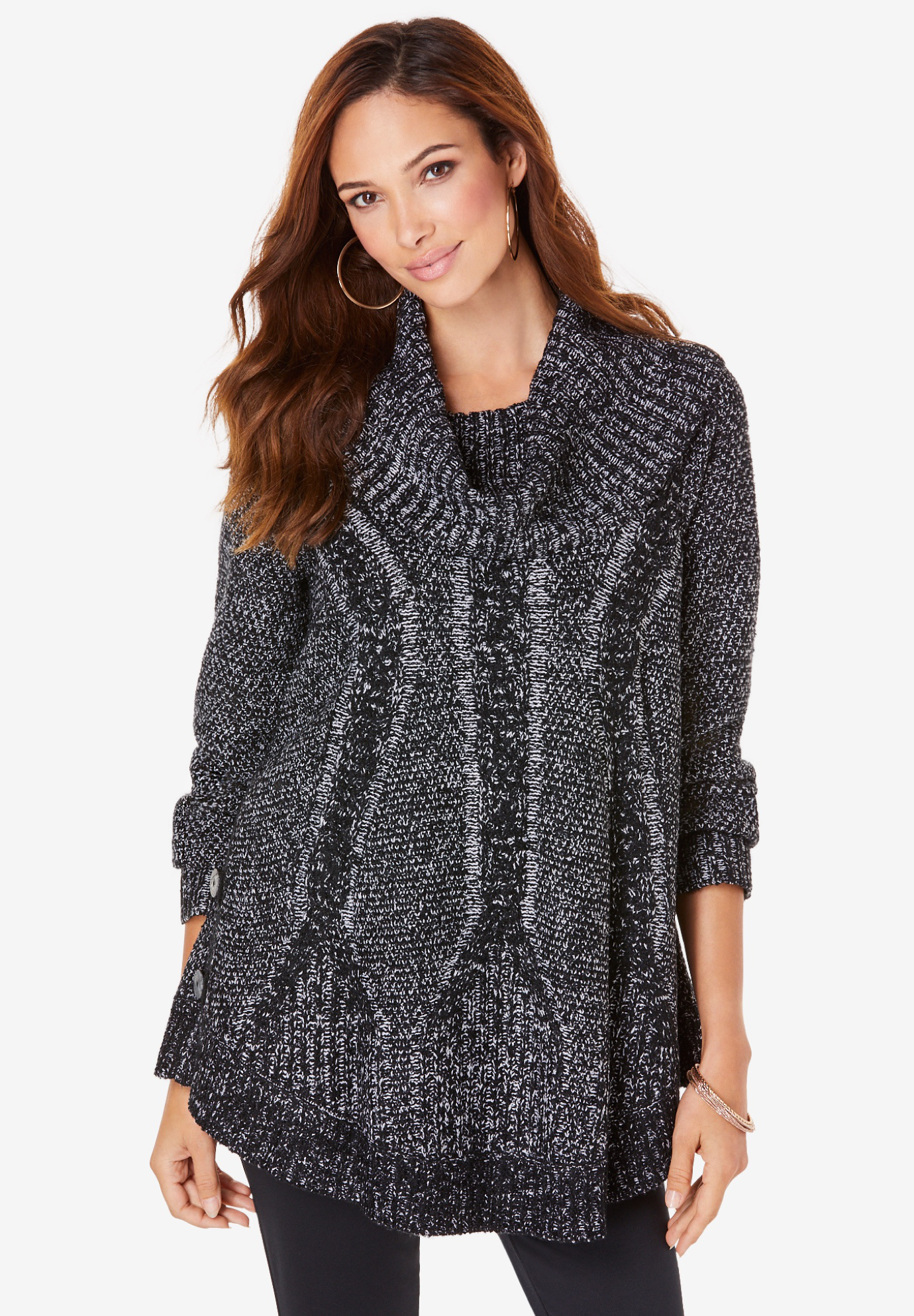 Cowl Neck Cable Pullover, 