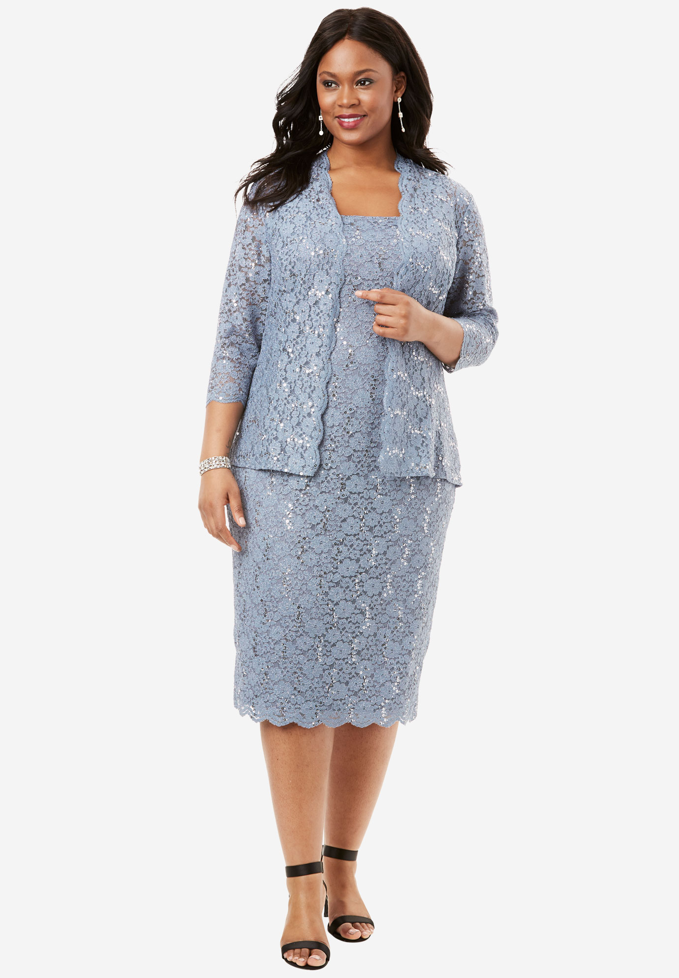 Lace Jacket Dress by Alex Evenings Plus Size Special Occasion  Full