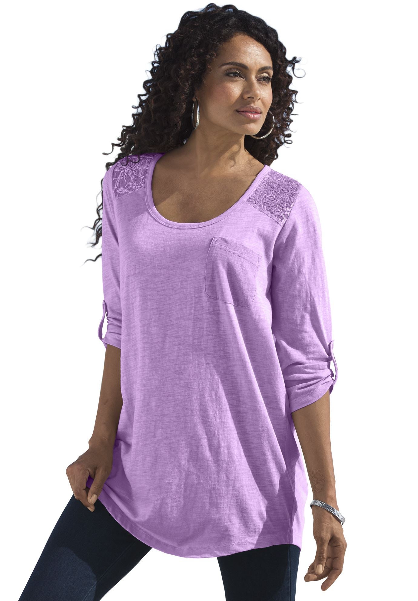Cotton Slub Lace Tunic Plus Size Tunics Full Beauty