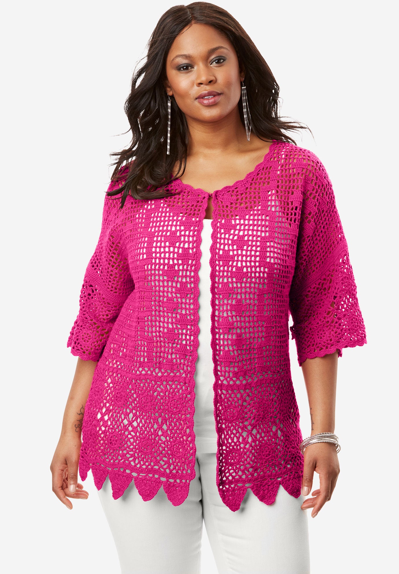 ScallopTrim Crochet Cardigan Fullbeauty Outlet