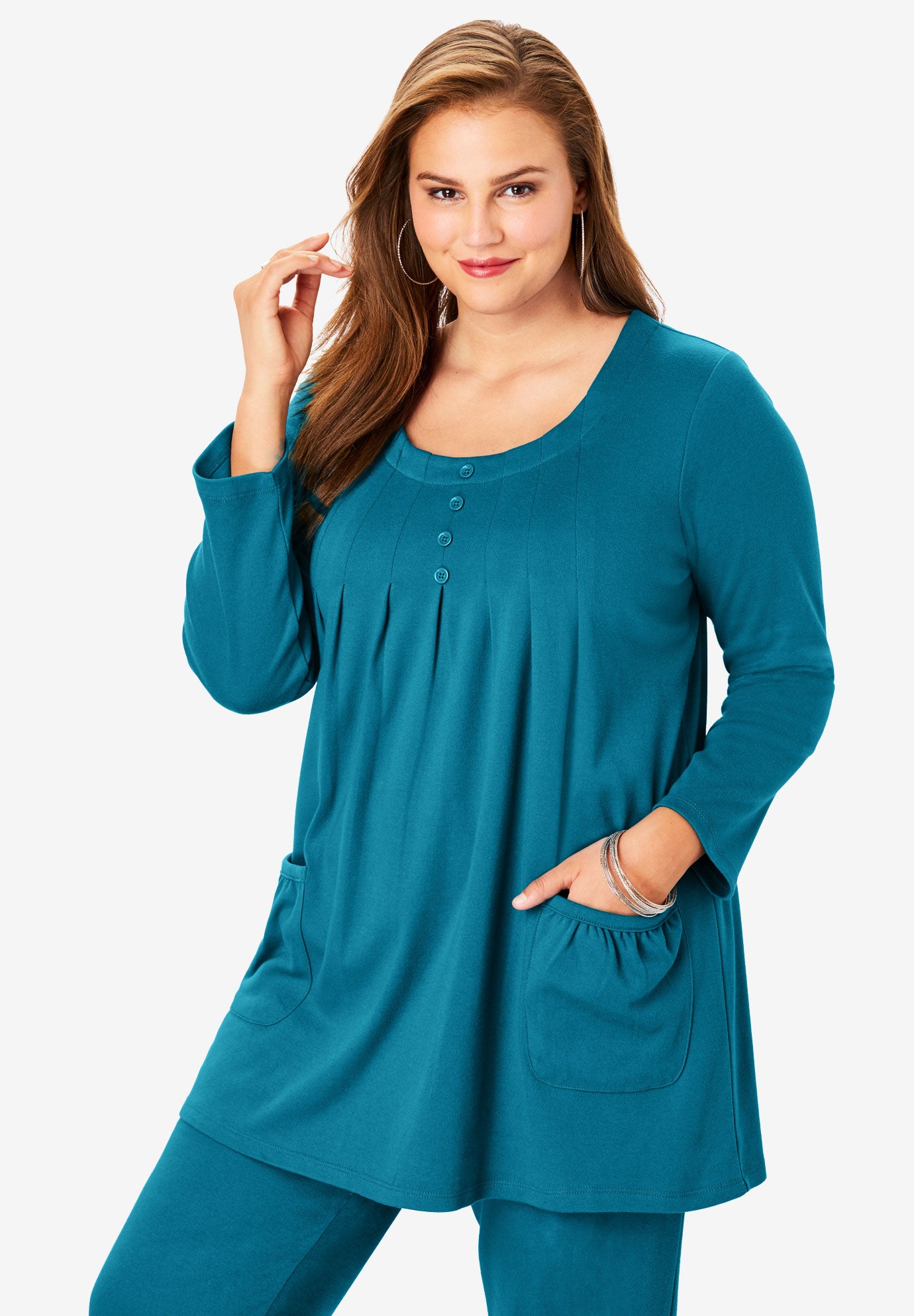 LongSleeve TwoPocket Soft Knit Tunic Fullbeauty