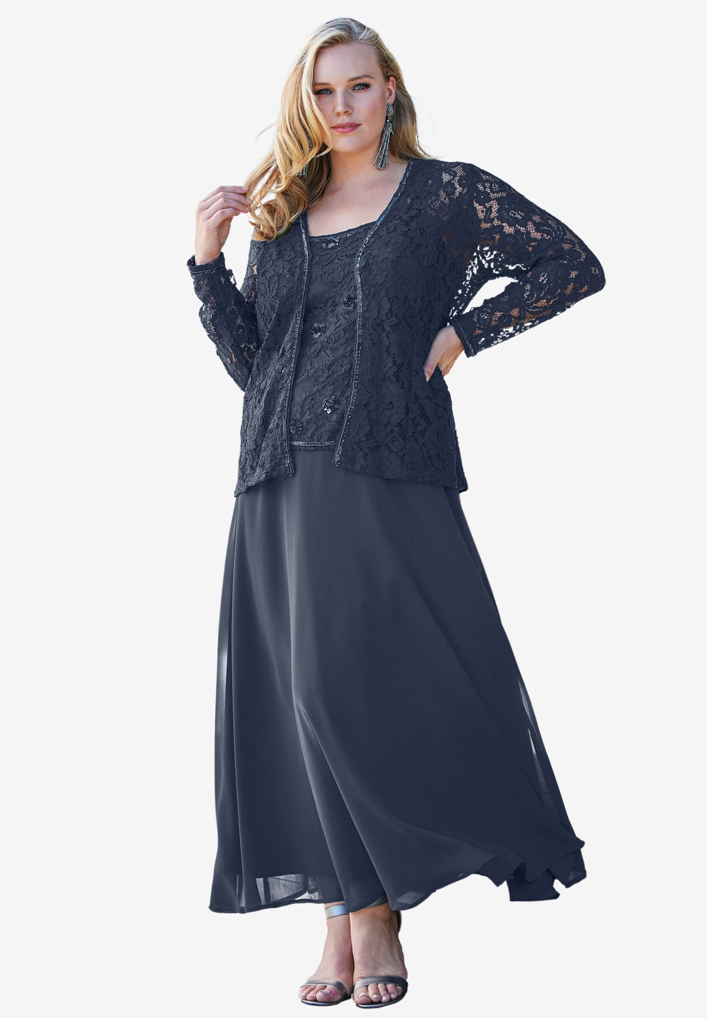 beaded lace jacket dress plus size special occasion fullbeauty size chart