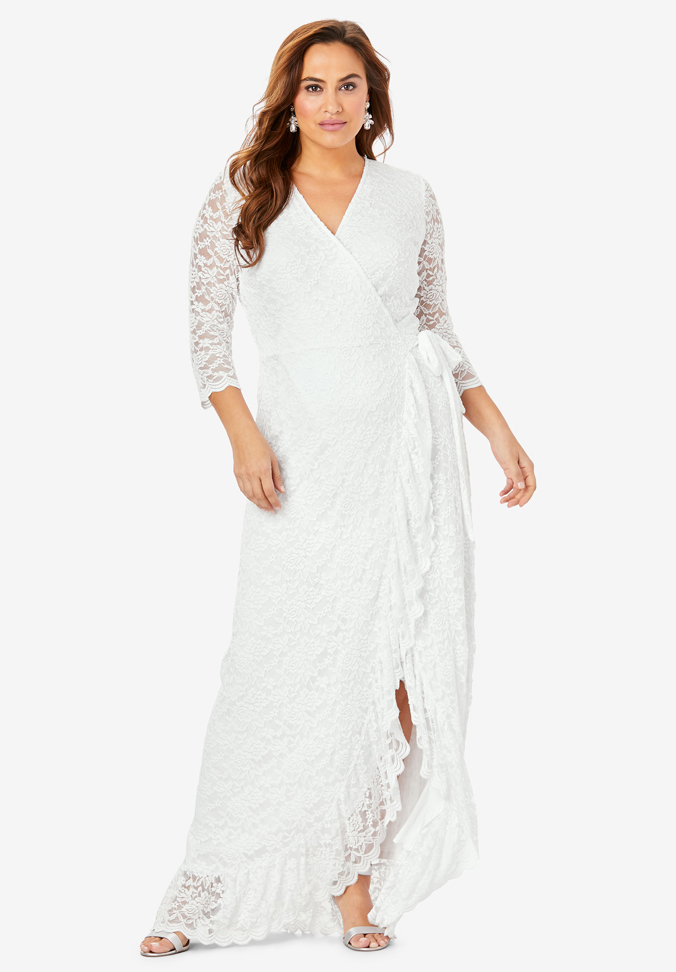 white lace wrap dress