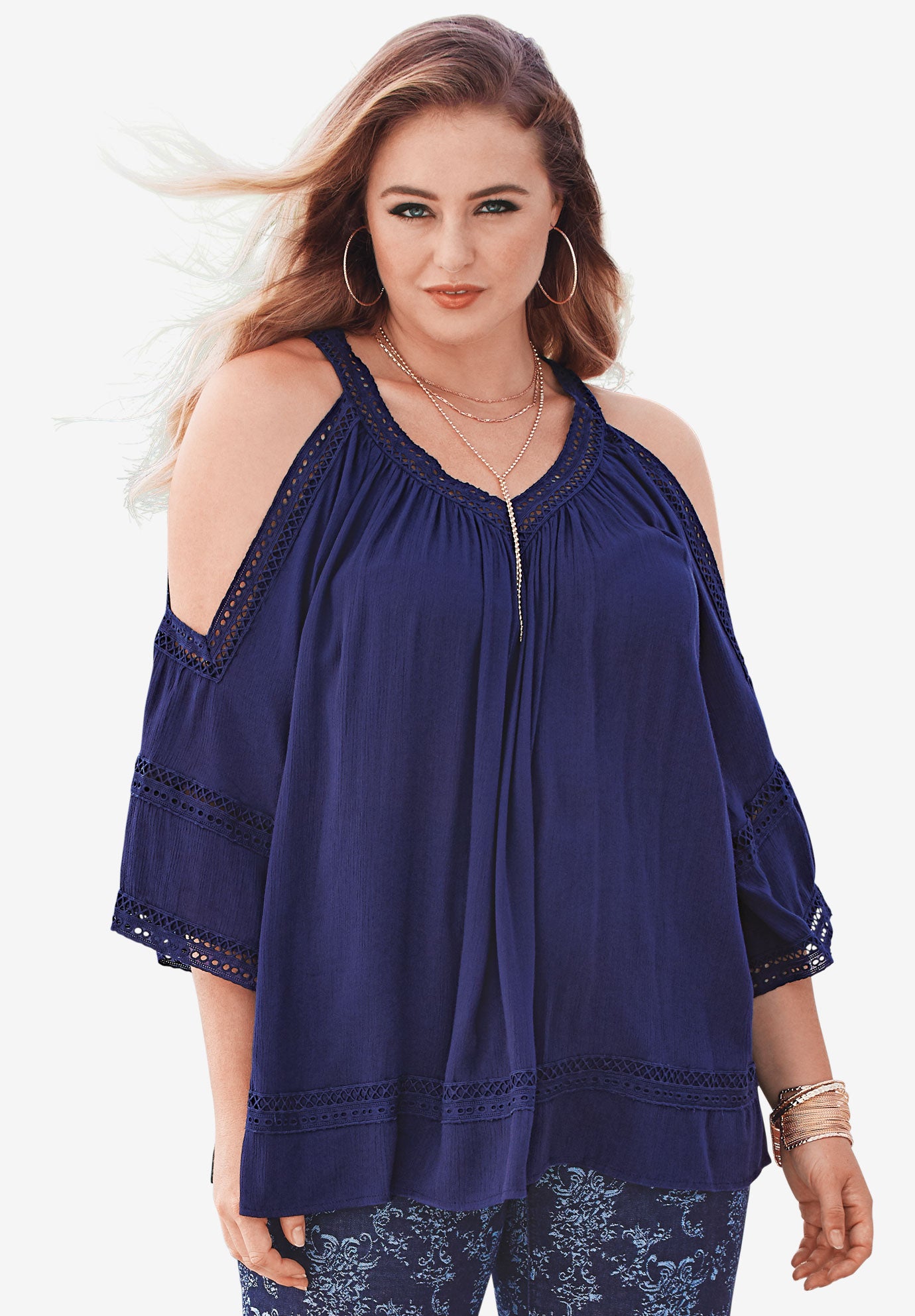 cold shoulder plus size tops
