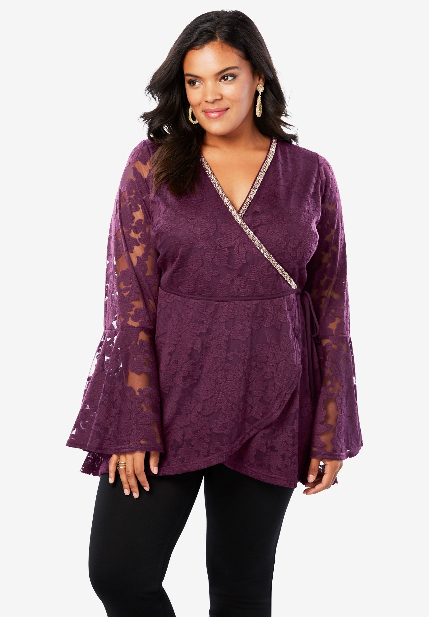wrap lace tunic plus size tunics fullbeauty blush by profile size chart