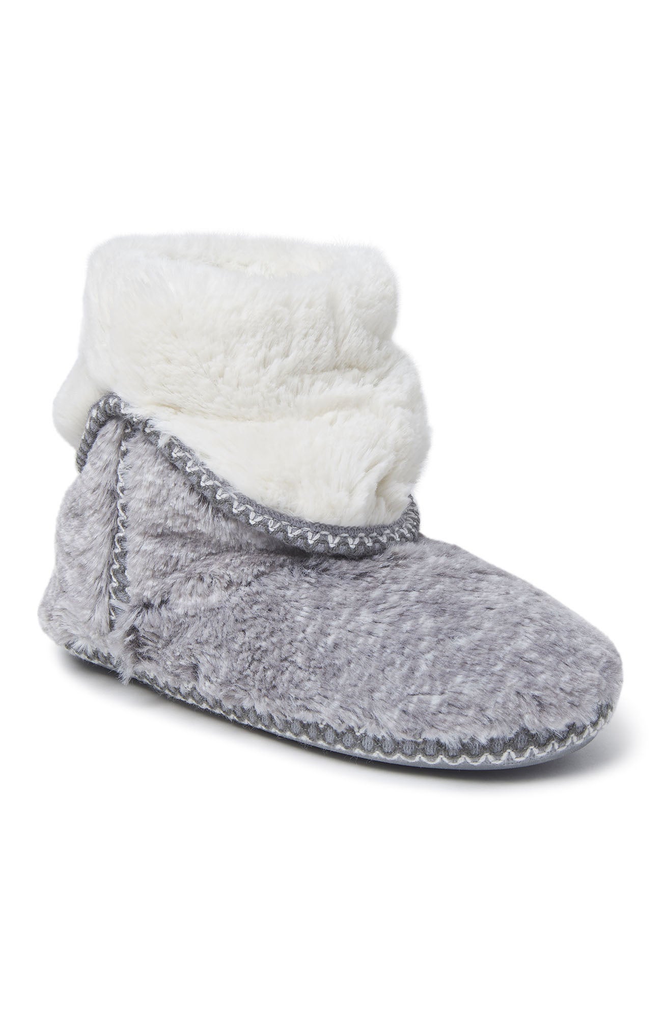 Dearfoams Faux Fur Fold Down Slipper Bootie Plus Size Ankle Boots