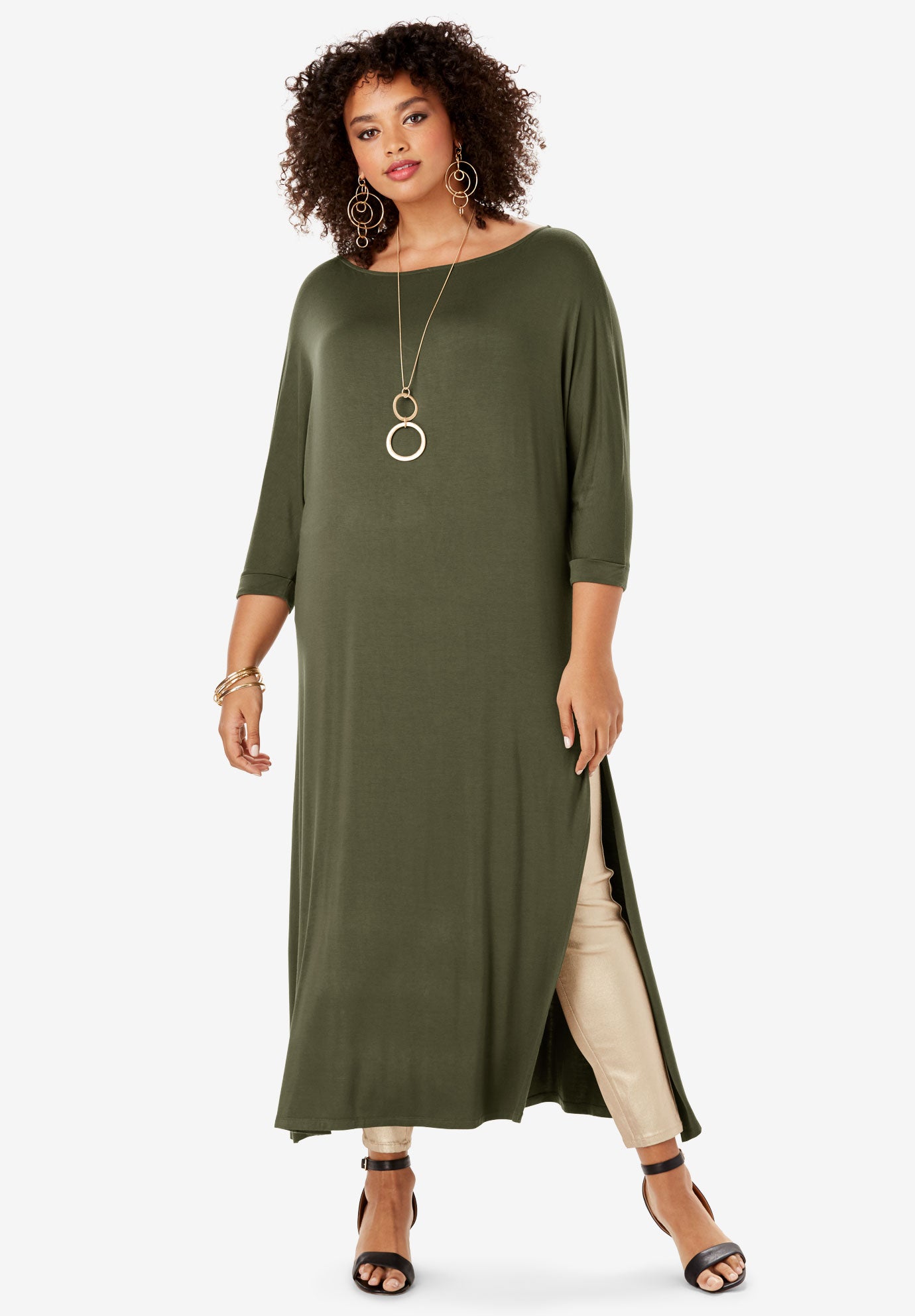 SideSlit Ultra Tunic with Asymmetric Silhouette Plus Size 36 Inches