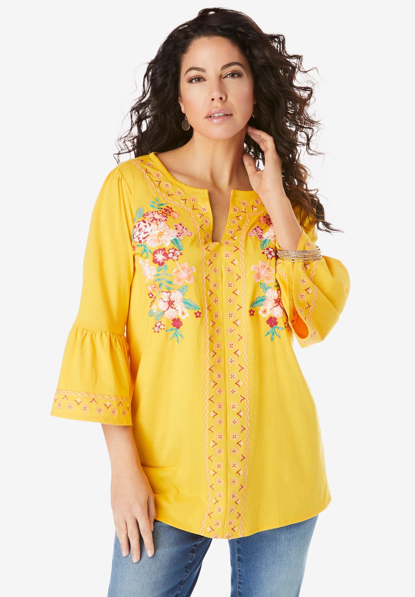 Embroidered Peasant Tunic Fullbeauty Outlet
