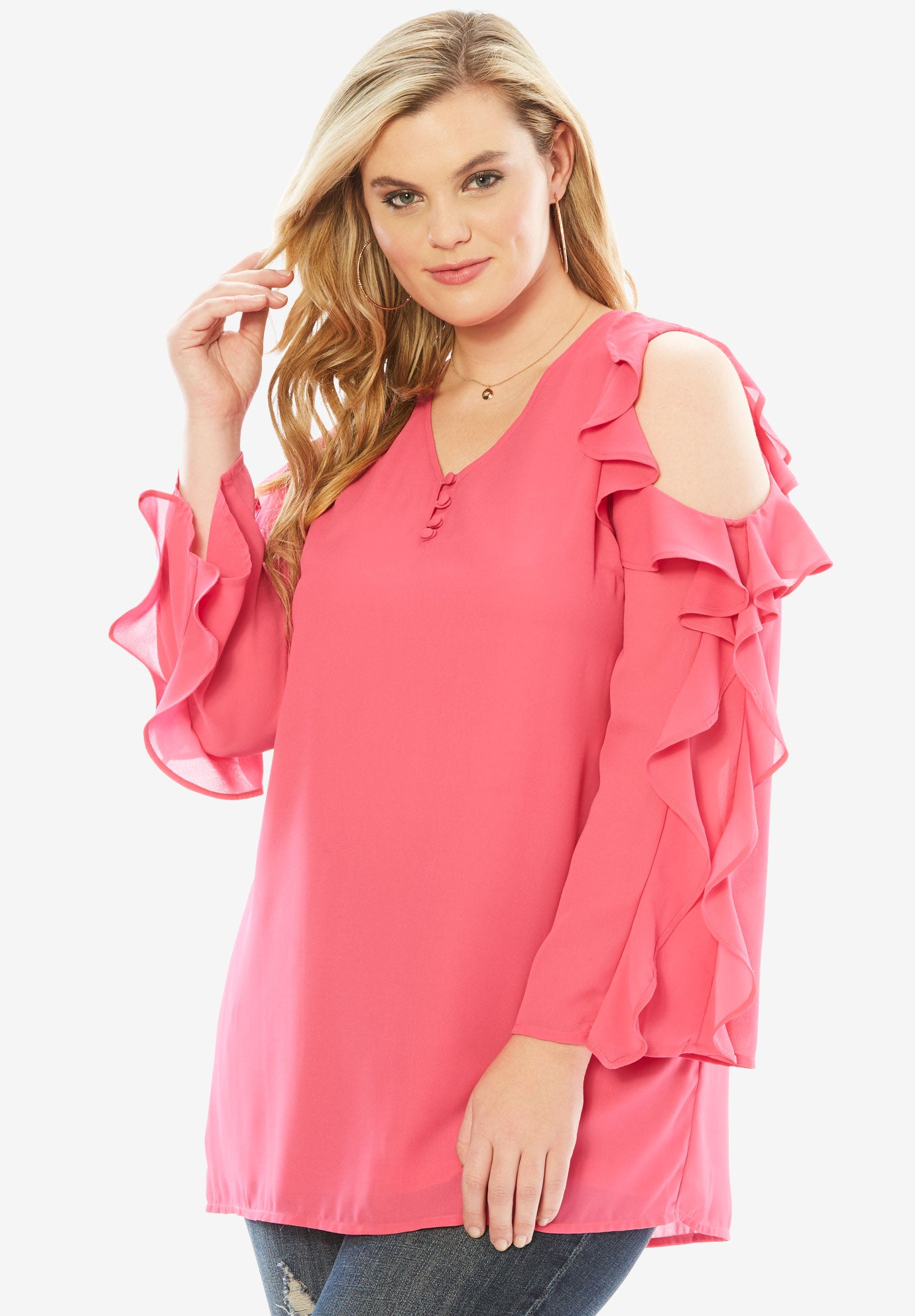Cold Shoulder Ruffle Top Fullbeauty Outlet