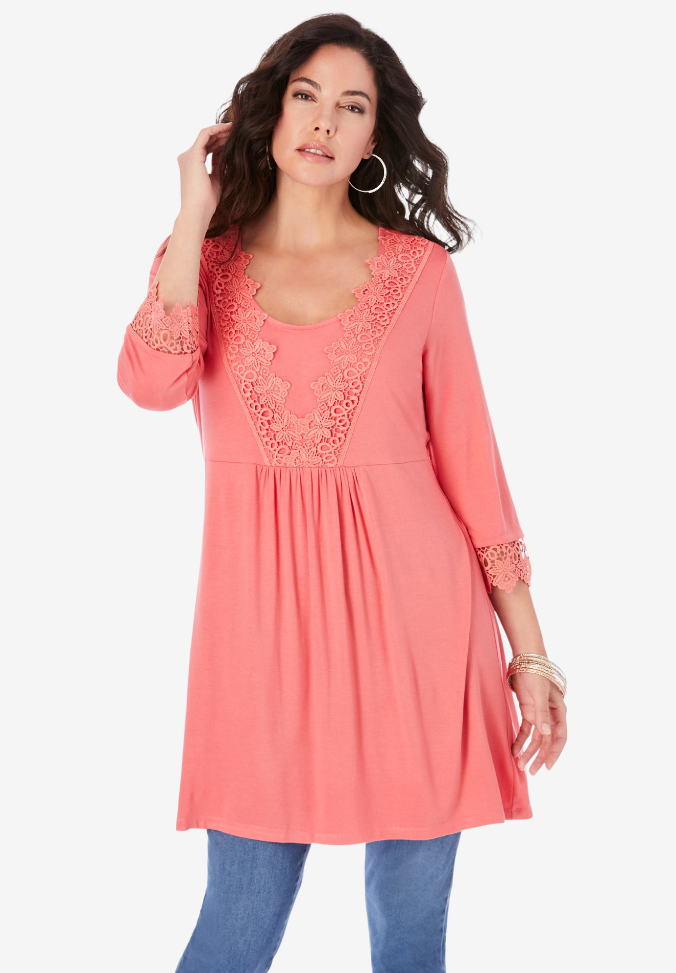 Lace-Applique Fit-and-Flare Ultra Femme Top, 