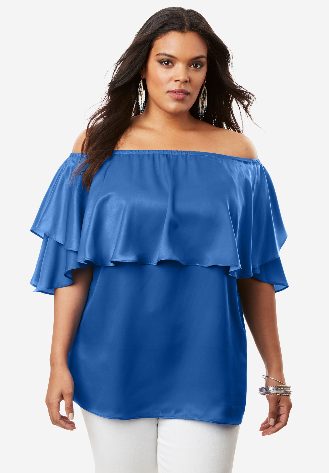 Off-The-Shoulder Ruffle Top | Plus Size Tops & Tees | Full Beauty